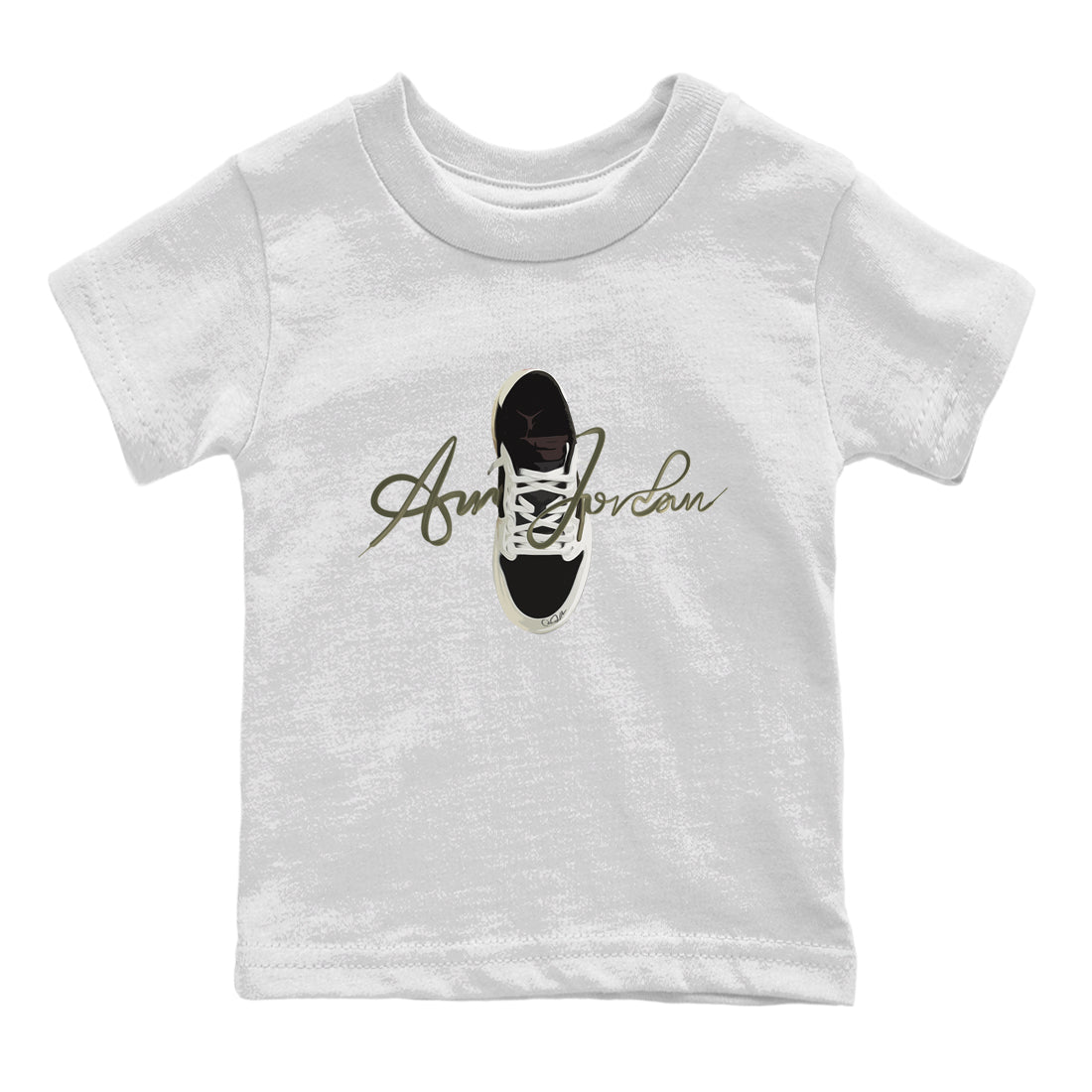 Caligraphy Shoe Lace Kids Tops - Air Jordan 1 Travis Scott Olive