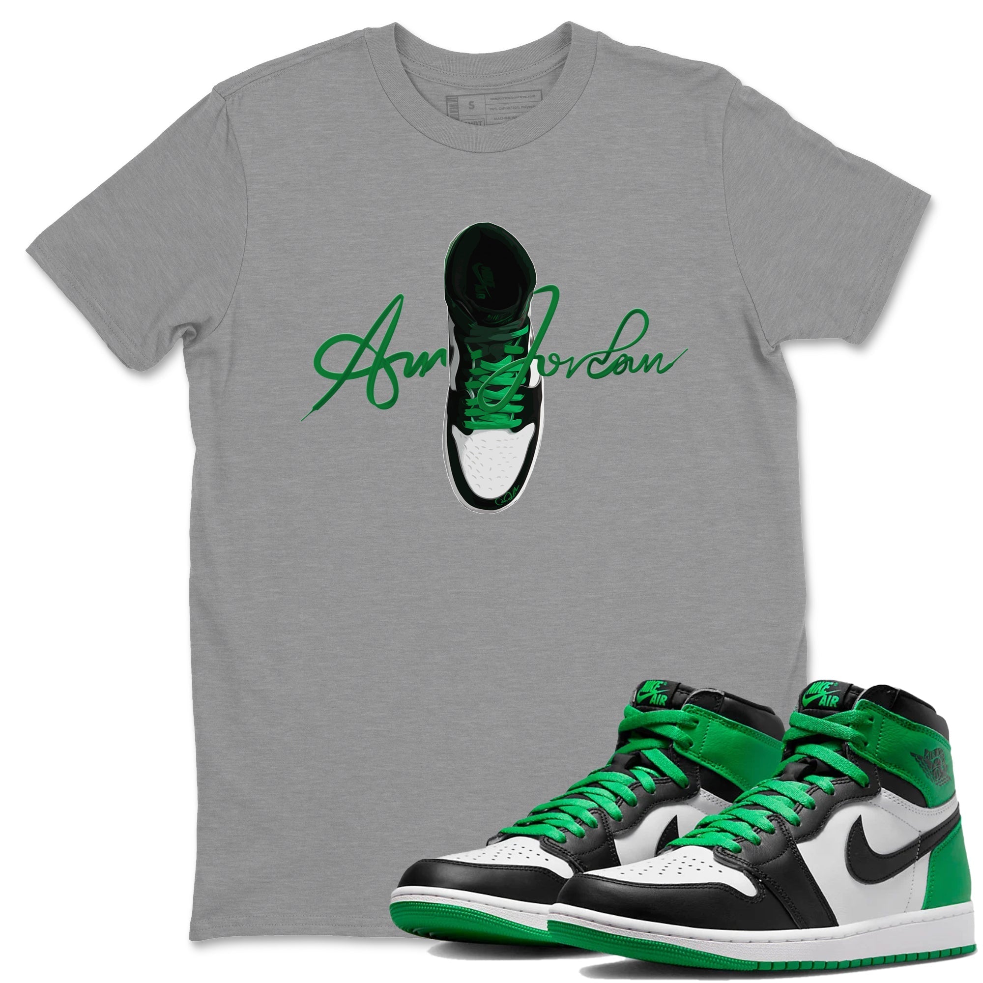 Caligraphy Shoe Lace Unisex Tops - Air Jordan 1 Celtics