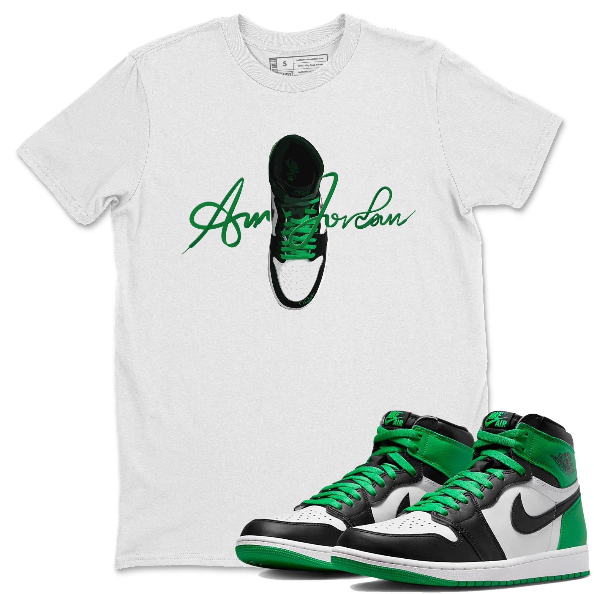 Caligraphy Shoe Lace Unisex Tops - Air Jordan 1 Celtics