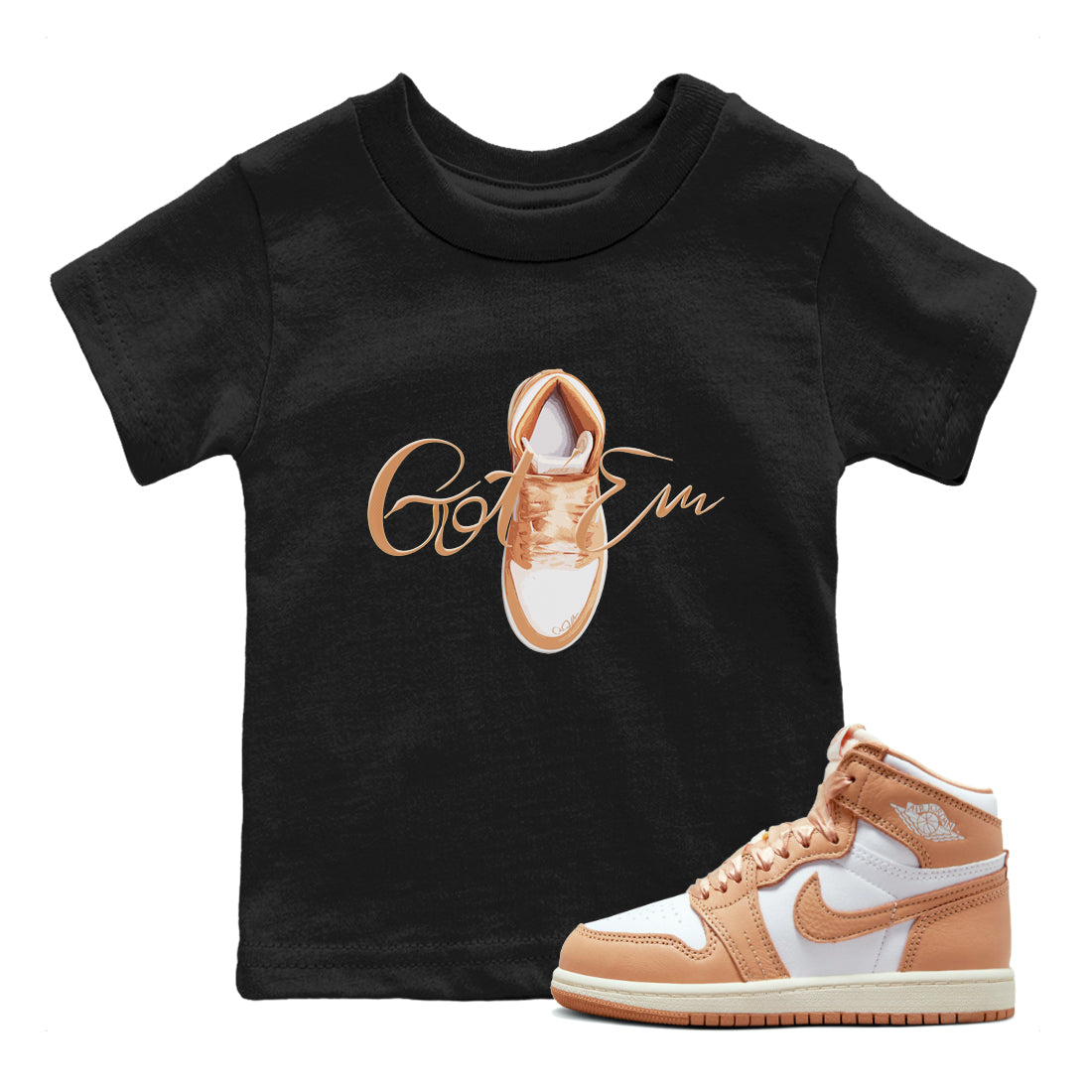 Caligraphy Shoe Lace snkmatch Tee Kids - Air Jordan 1 Praline