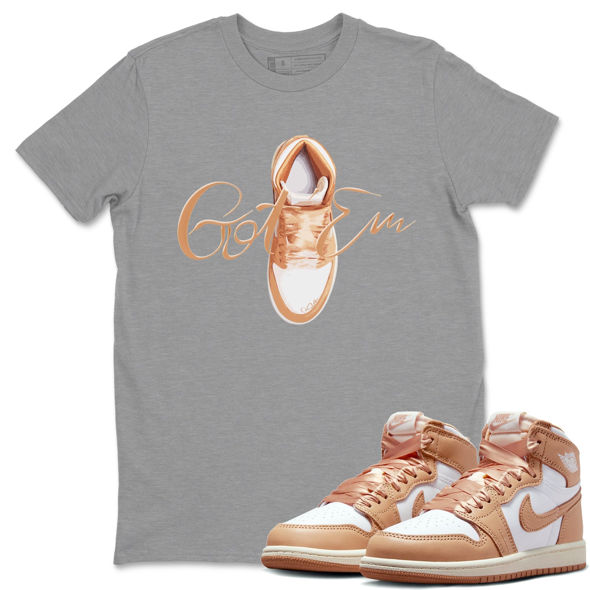 Caligraphy Shoe Lace snkmatch Tee - Air Jordan 1 Praline