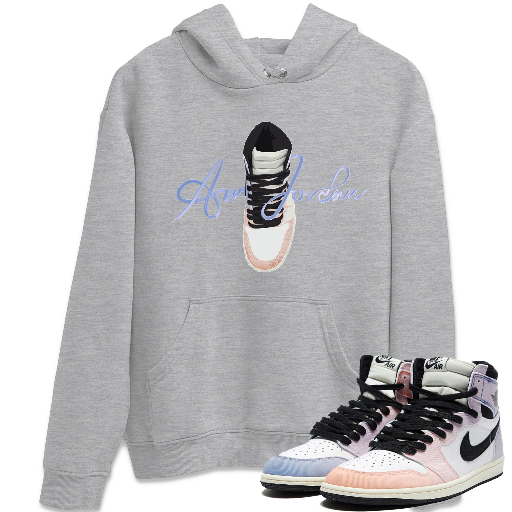 Caligraphy Shoe Lace Unisex Tops - Air Jordan 1 Skyline