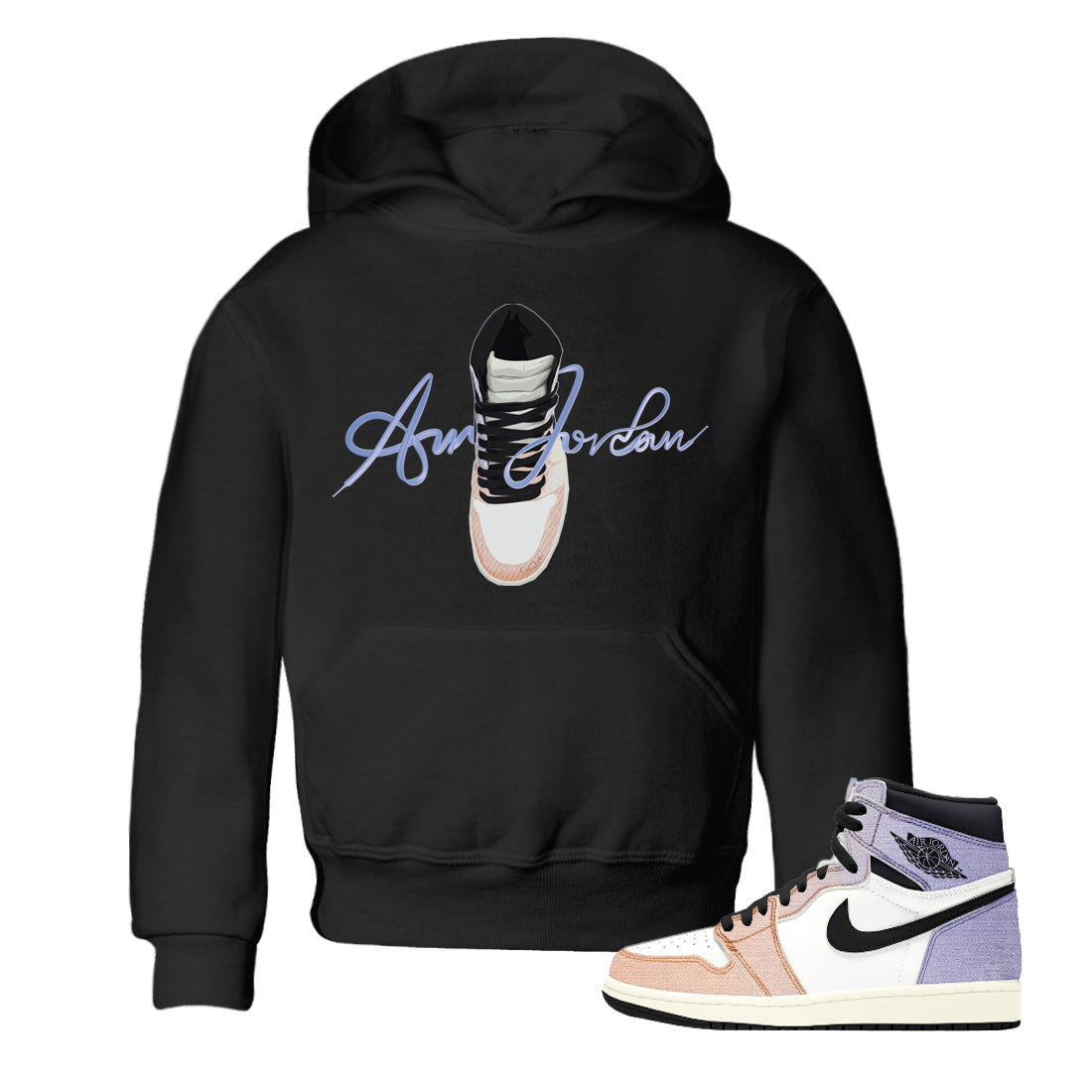 Caligraphy Shoe Lace Kids Tops - Air Jordan 1 Skyline