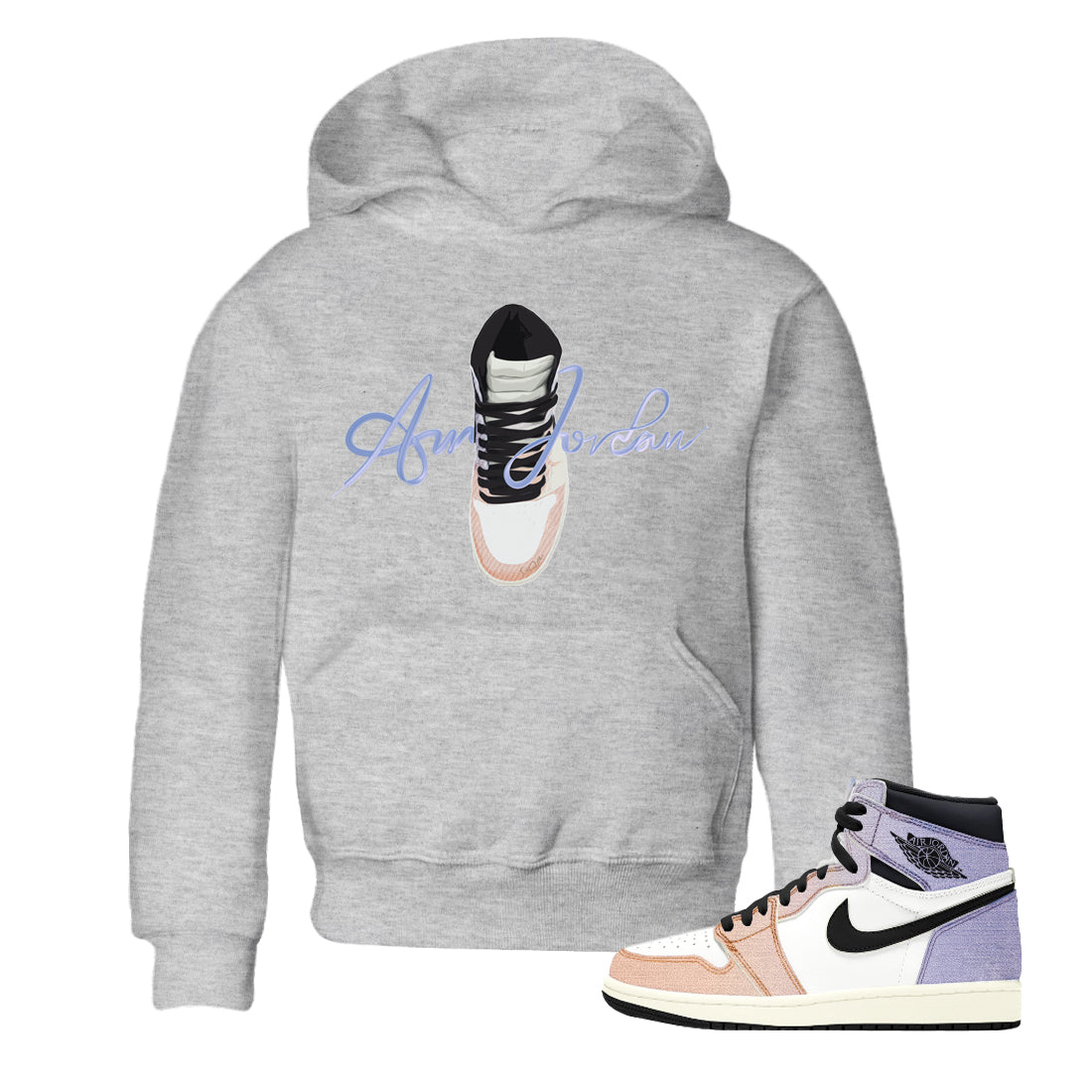 Caligraphy Shoe Lace Kids Tops - Air Jordan 1 Skyline