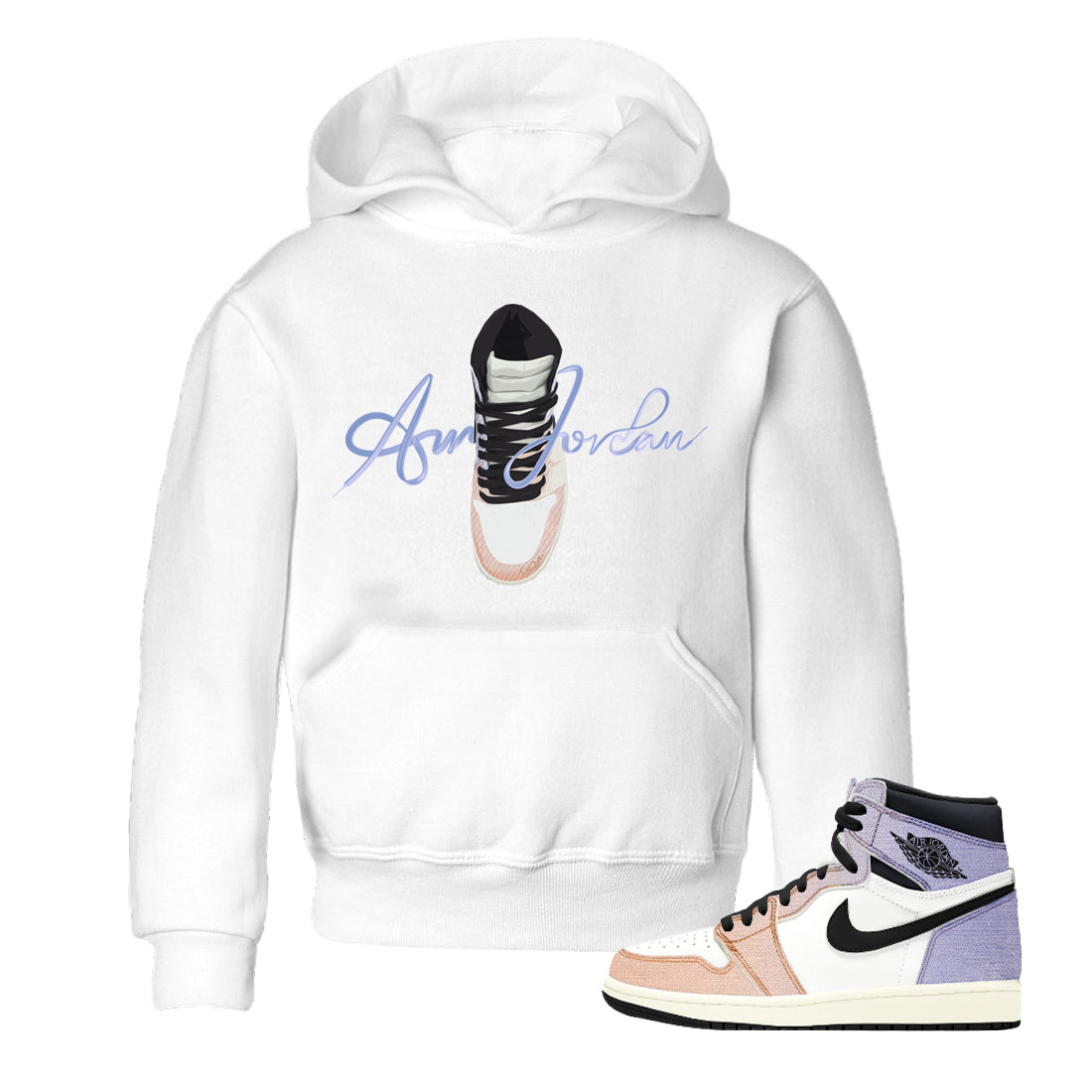 Caligraphy Shoe Lace Kids Tops - Air Jordan 1 Skyline