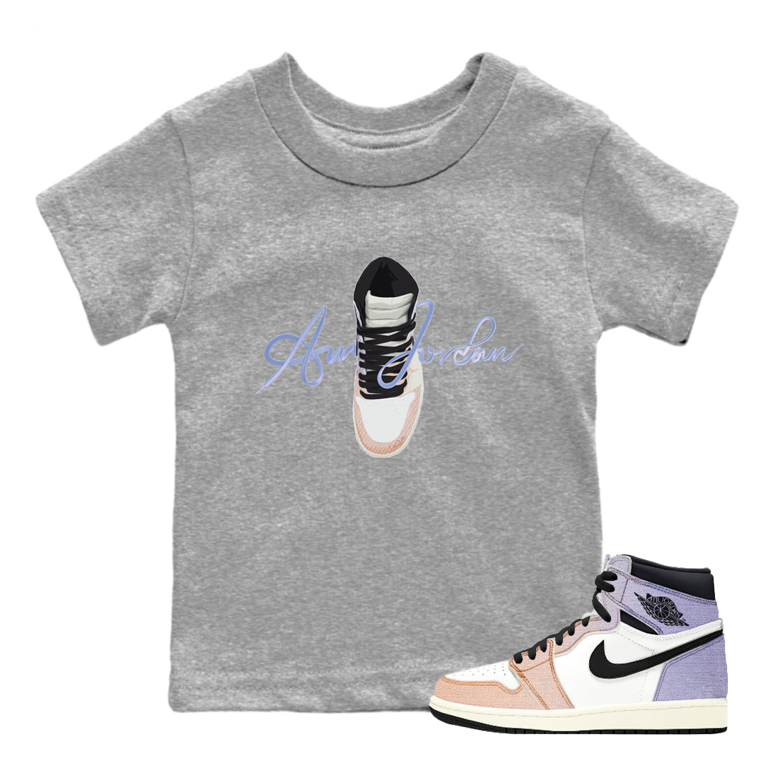 Caligraphy Shoe Lace Kids Tops - Air Jordan 1 Skyline