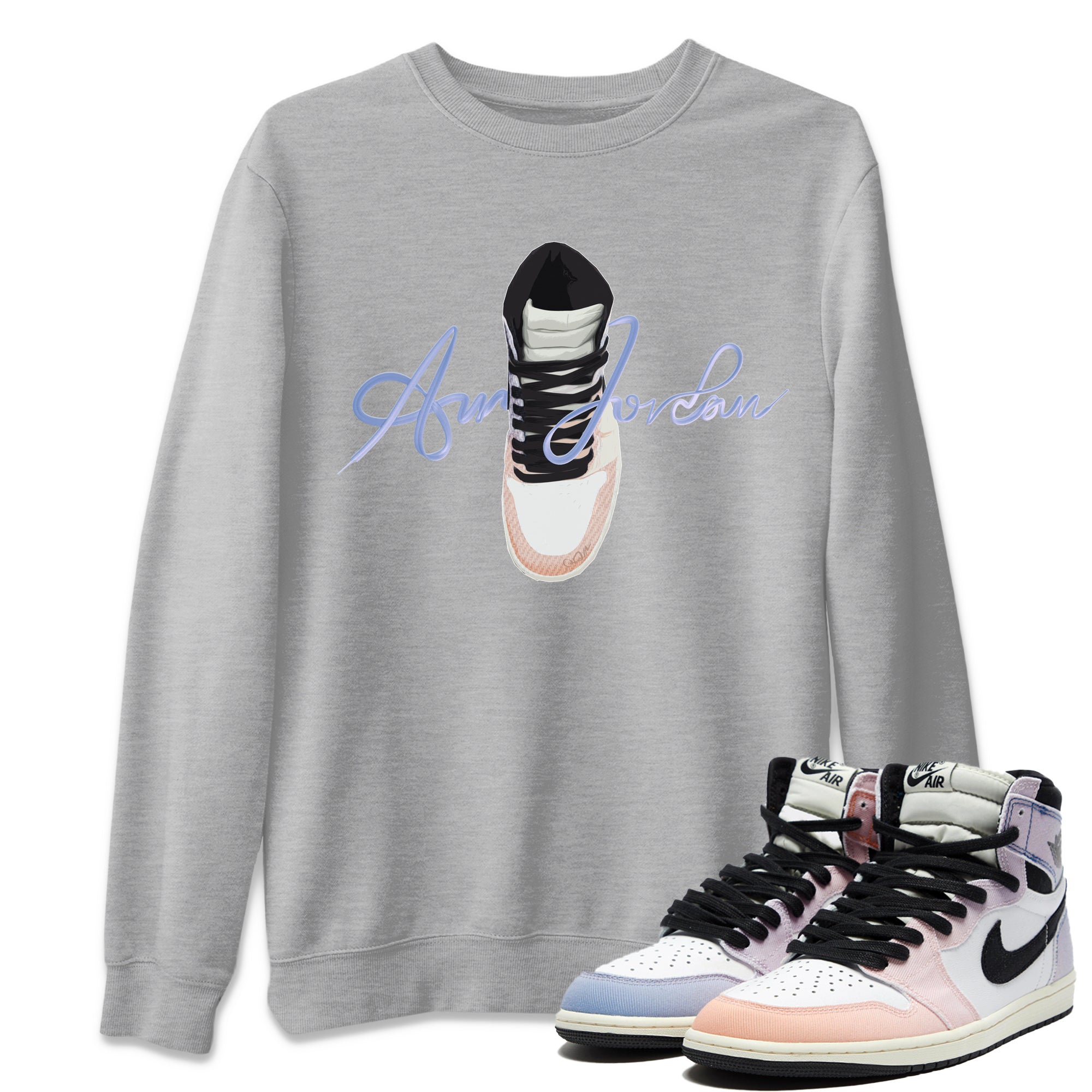 Caligraphy Shoe Lace Unisex Tops - Air Jordan 1 Skyline