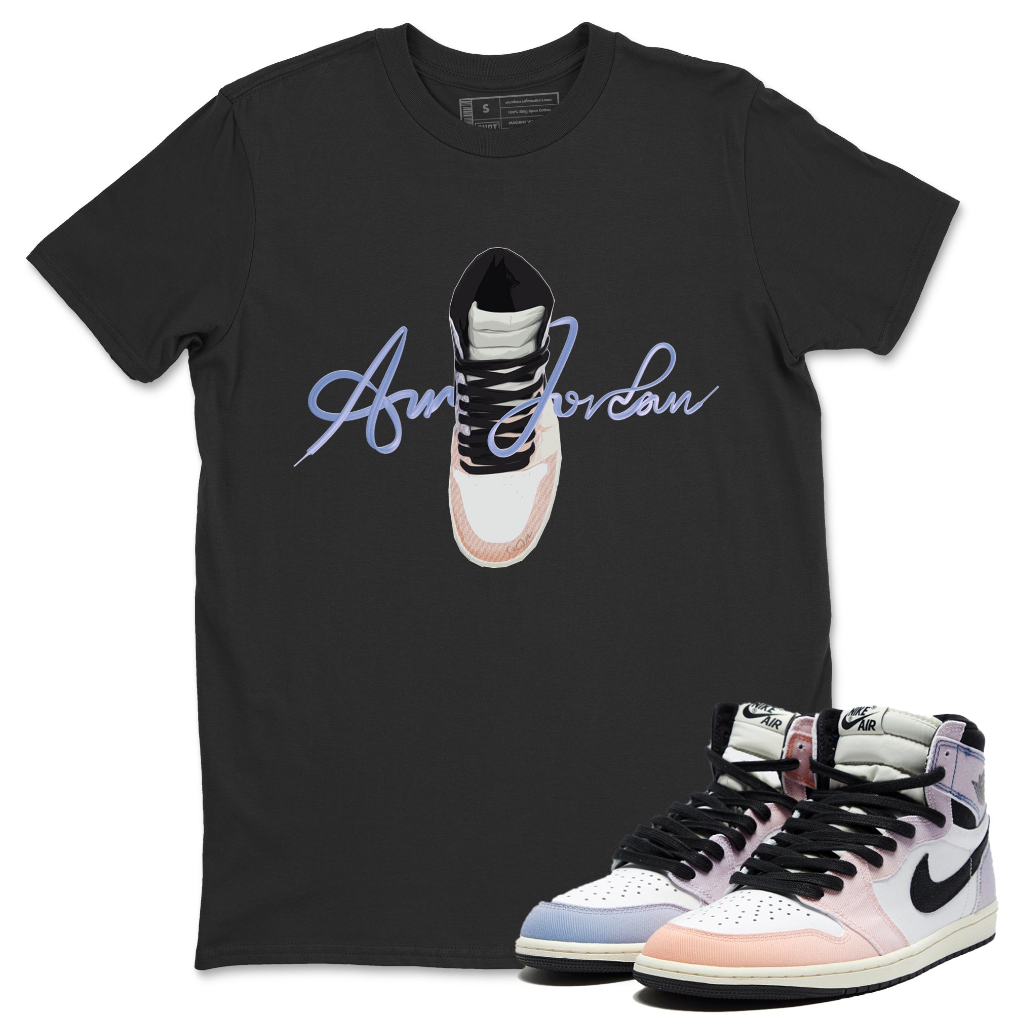 Caligraphy Shoe Lace Unisex Tops - Air Jordan 1 Skyline