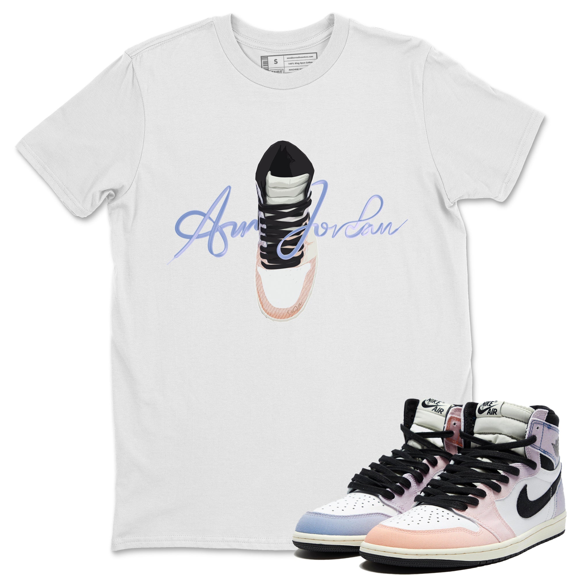 Caligraphy Shoe Lace Unisex Tops - Air Jordan 1 Skyline