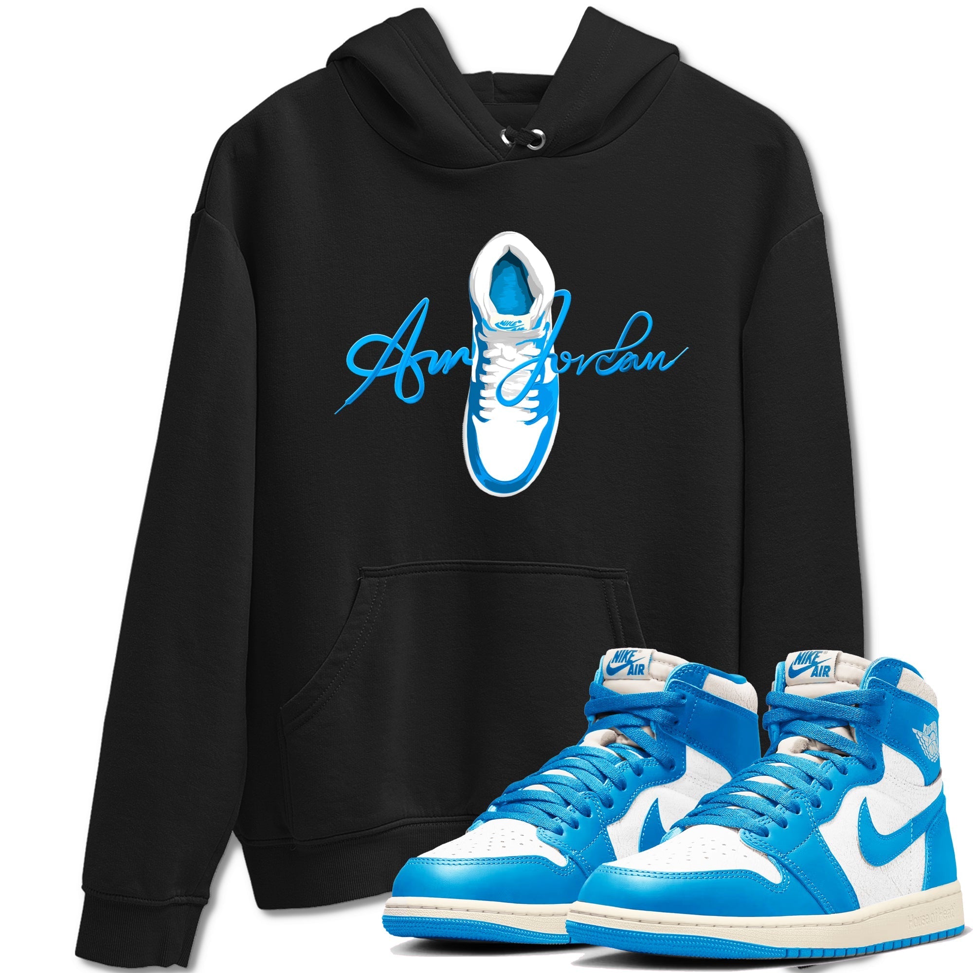 Caligraphy Shoe Lace snkmatch Tees - Air Jordan 1 UNC Reimagined