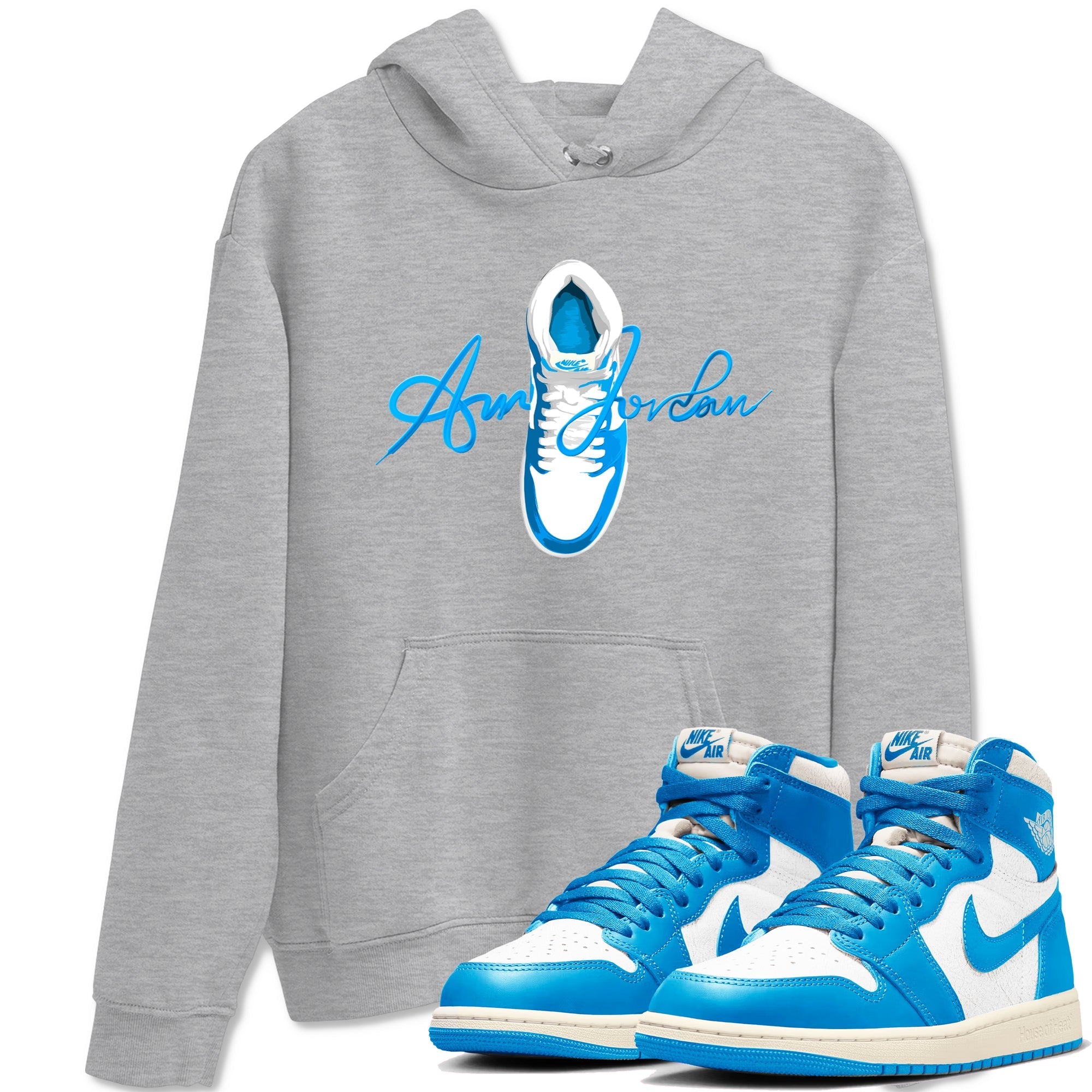 Caligraphy Shoe Lace snkmatch Tees - Air Jordan 1 UNC Reimagined
