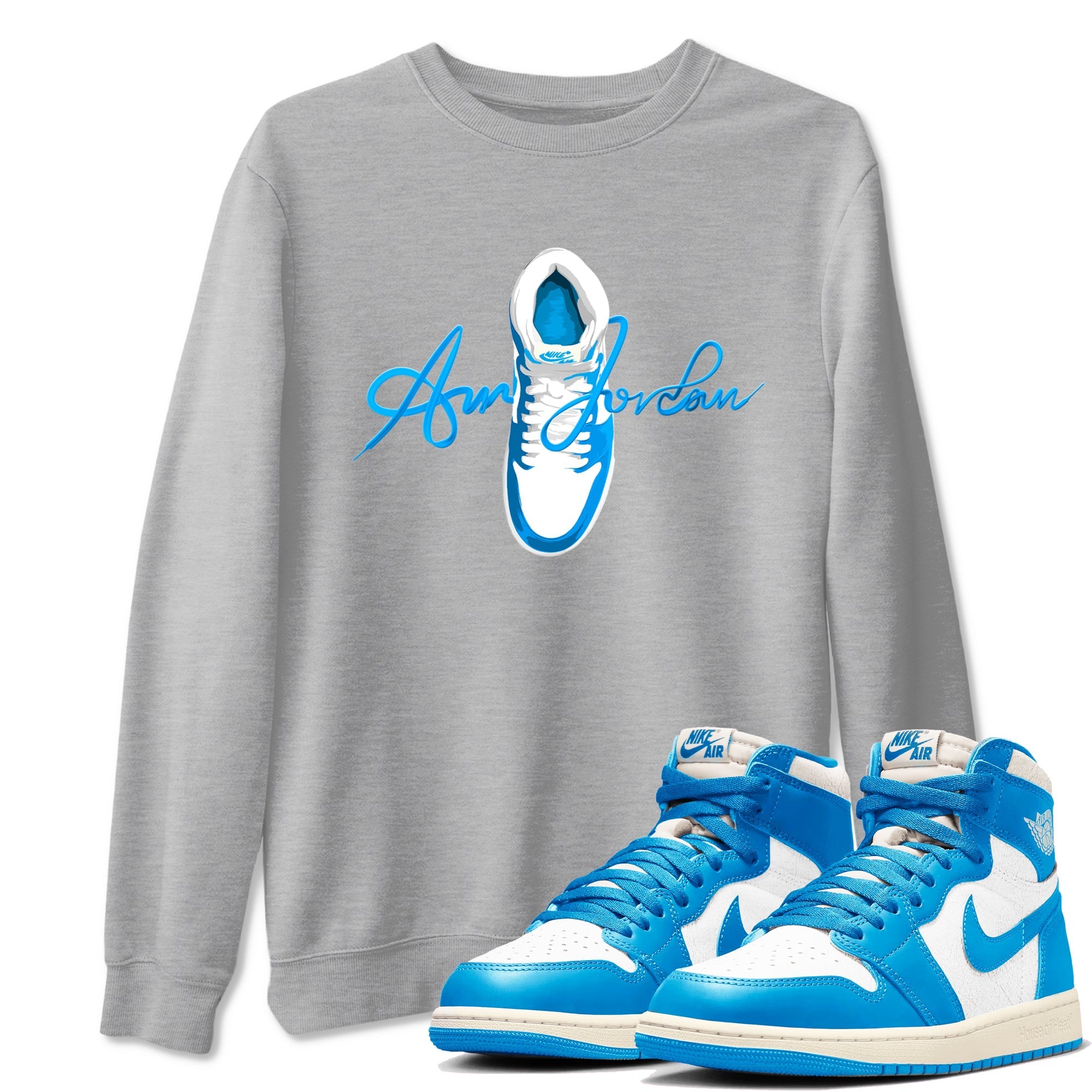 Caligraphy Shoe Lace snkmatch Tees - Air Jordan 1 UNC Reimagined