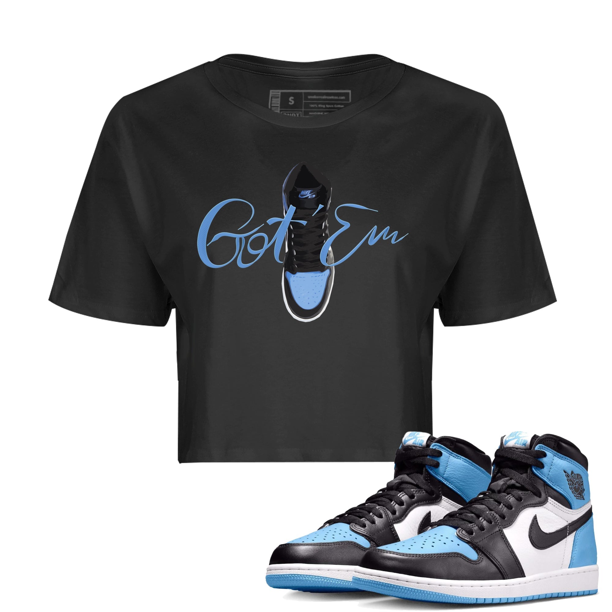Caligraphy Shoe Lace Women's Tops - Air Jordan 1 UNC Toe
