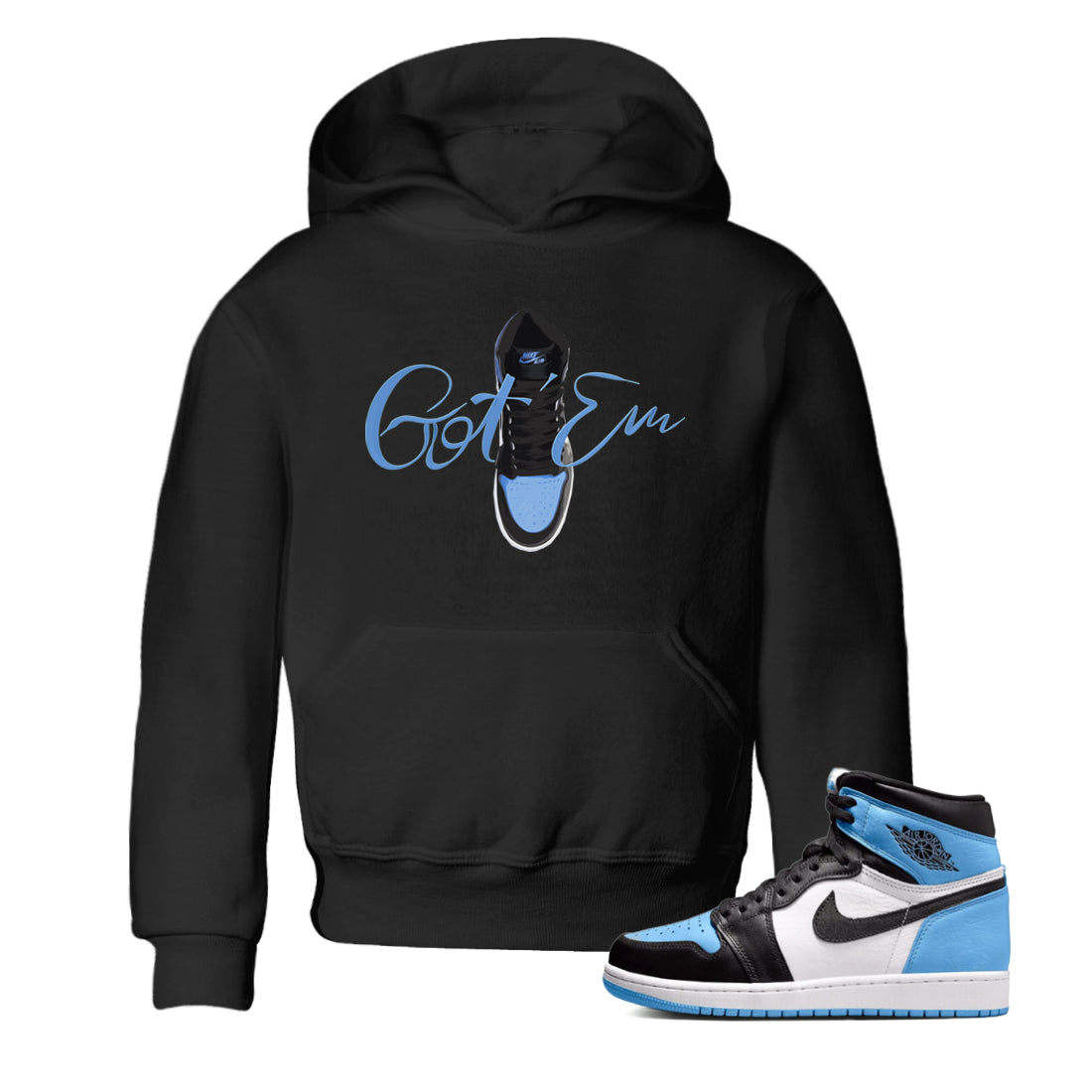 Caligraphy Shoe Lace Kids Tops - Air Jordan 1 UNC Toe