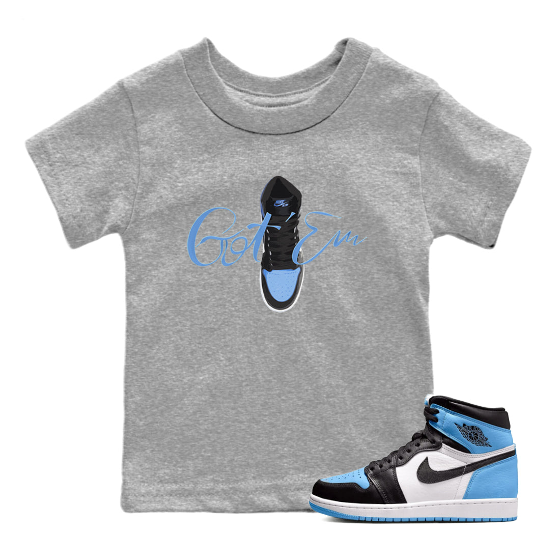 Caligraphy Shoe Lace Kids Tops - Air Jordan 1 UNC Toe