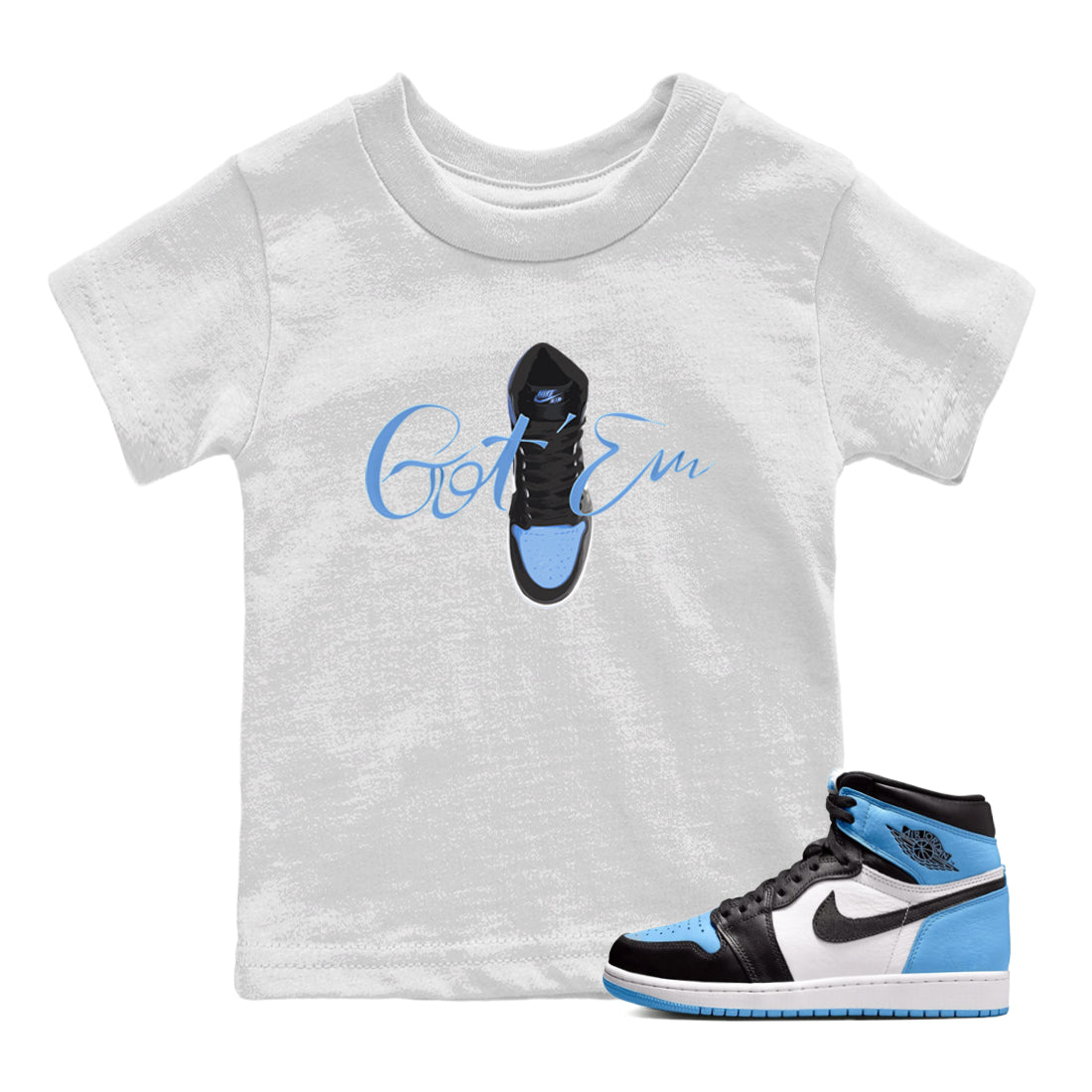 Caligraphy Shoe Lace Kids Tops - Air Jordan 1 UNC Toe