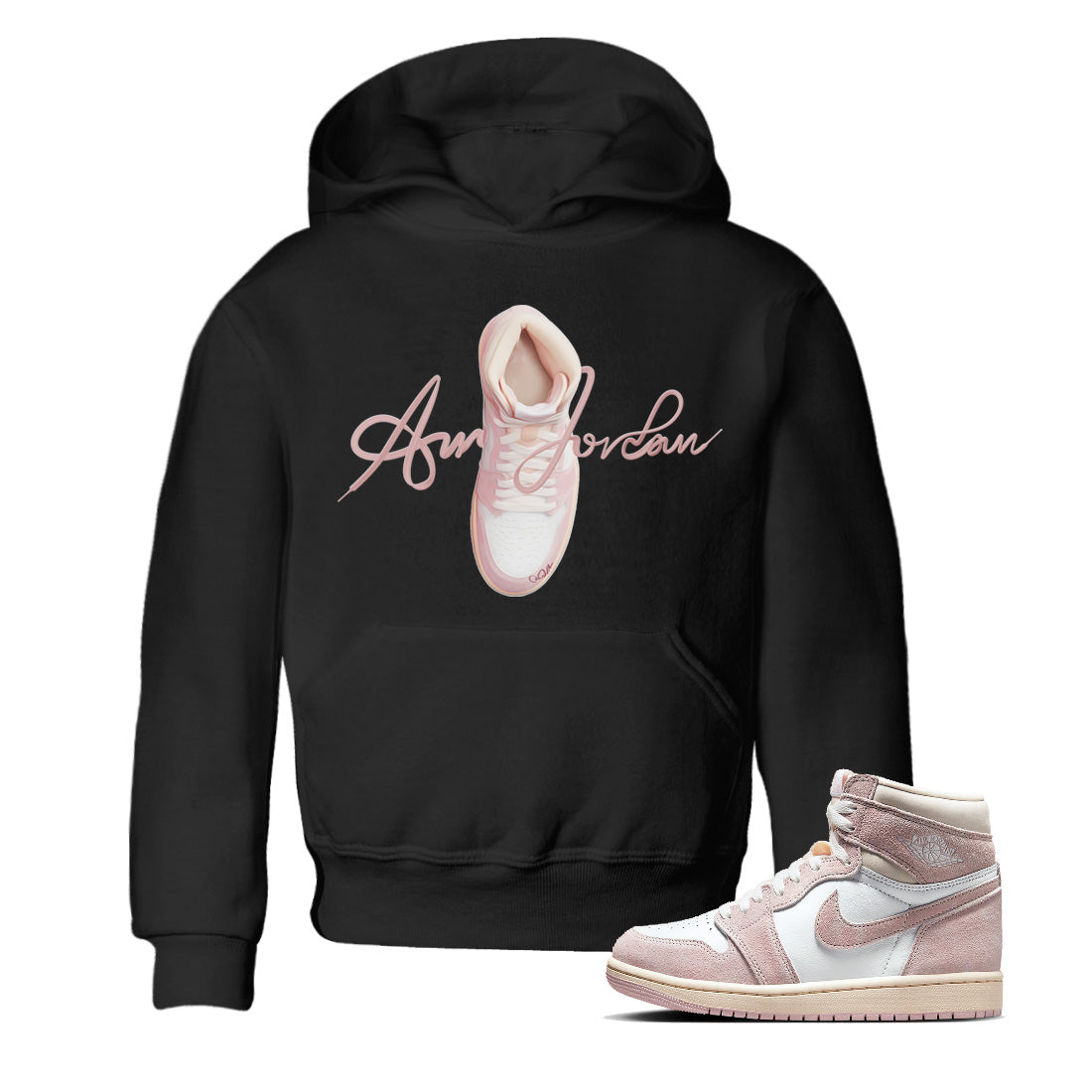 Caligraphy Shoe Lace Kids Tops - Air Jordan 1 Washed Pink