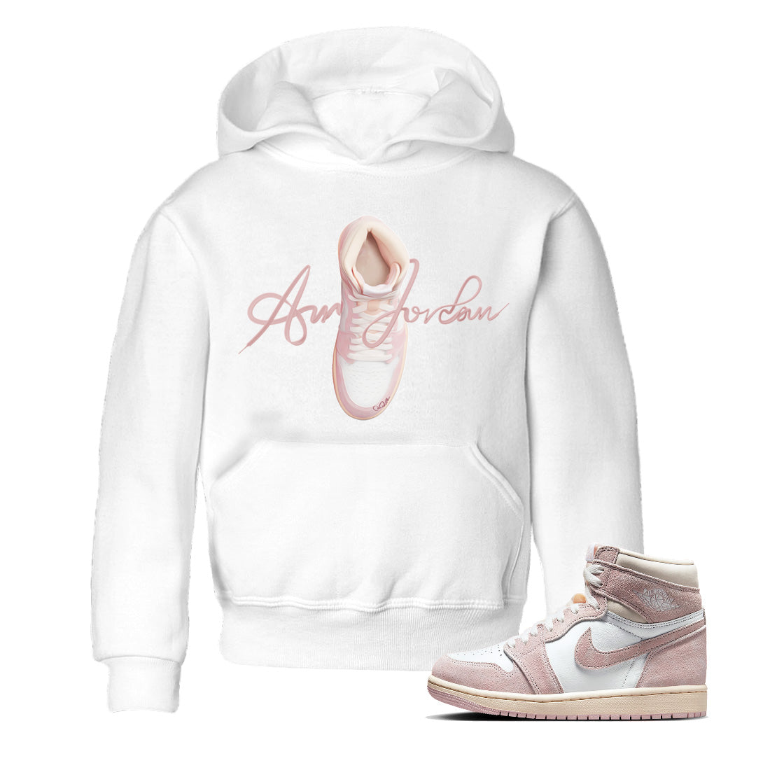 Caligraphy Shoe Lace Kids Tops - Air Jordan 1 Washed Pink