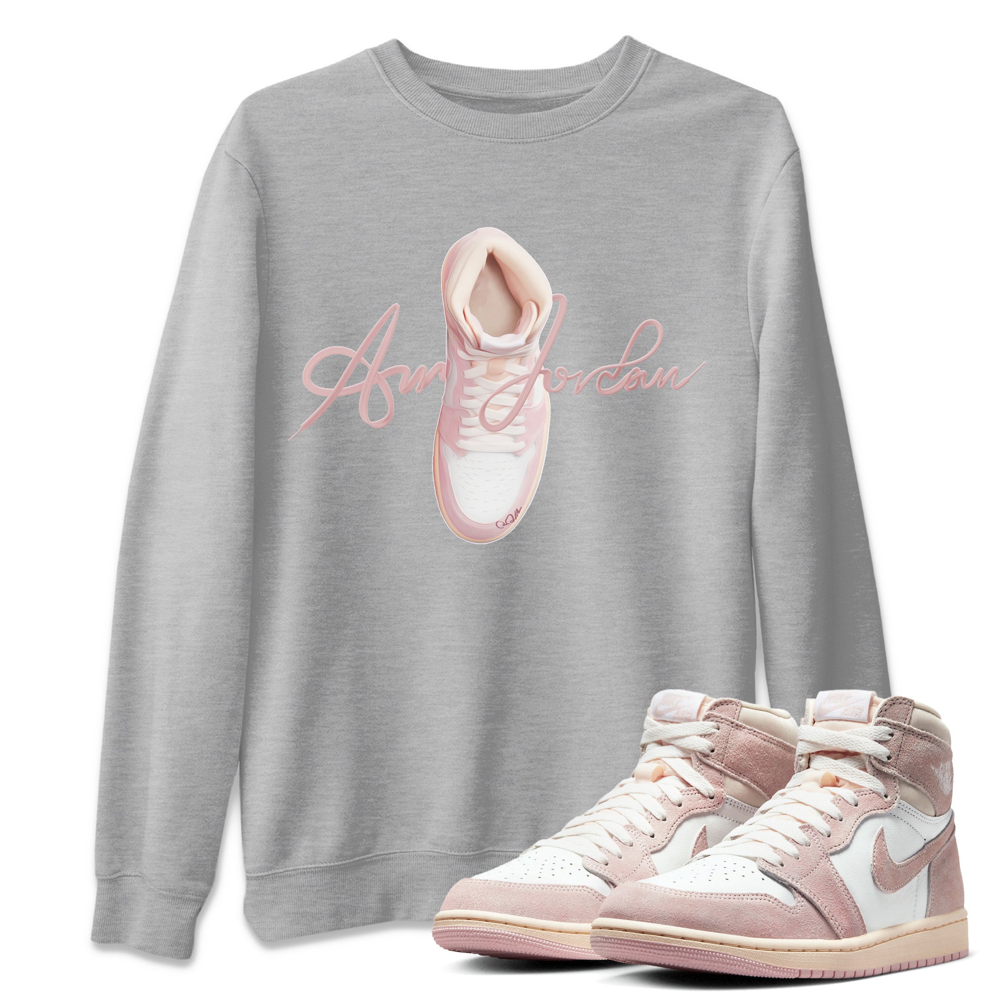 Caligraphy Shoe Lace Unisex Tops - Air Jordan 1 Washed Pink