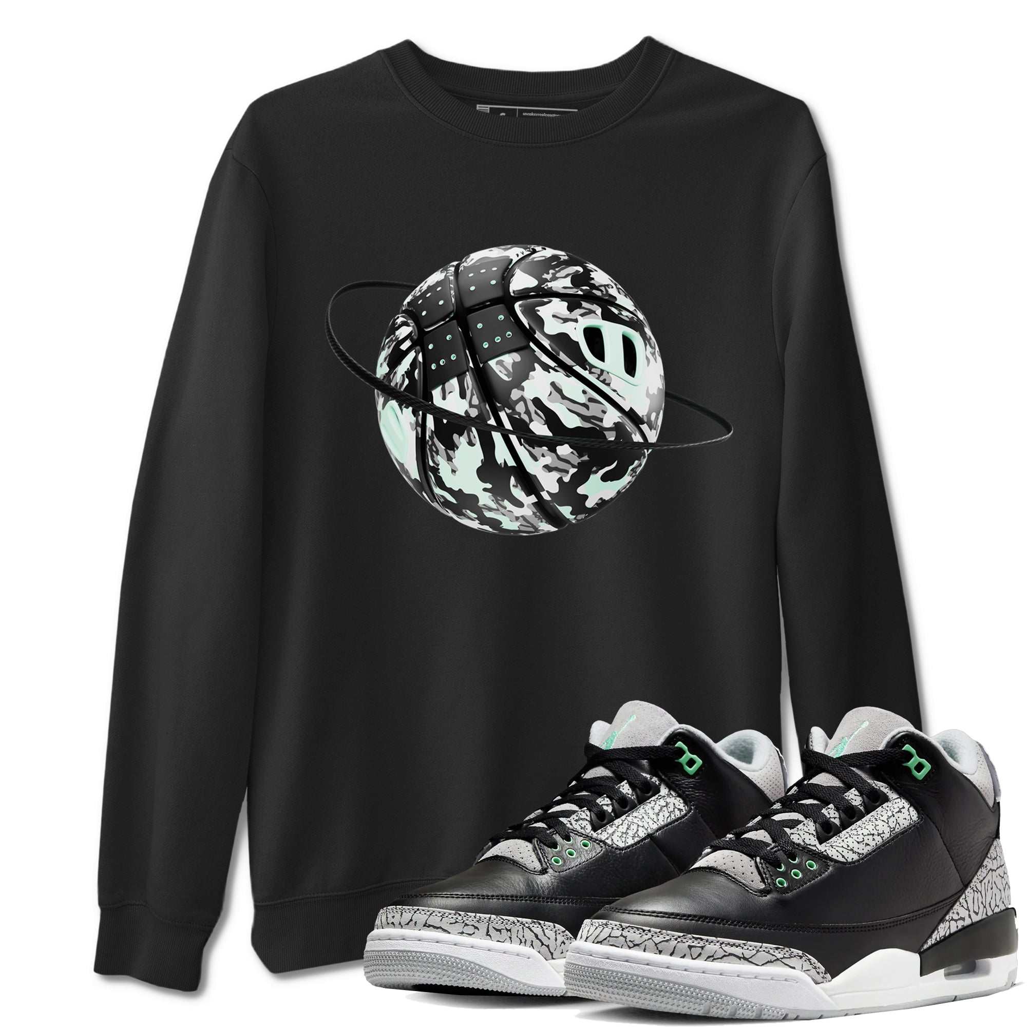 Camo Basketball Planet snkmatch Tees - Air Jordan 3 Green Glow
