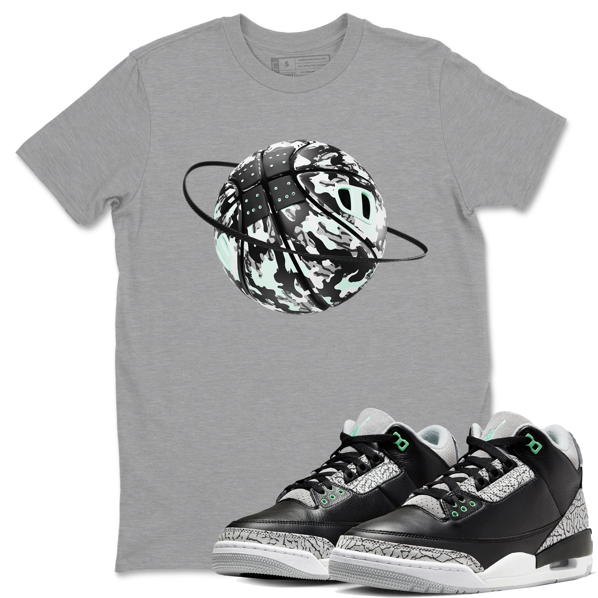 Camo Basketball Planet snkmatch Tees - Air Jordan 3 Green Glow