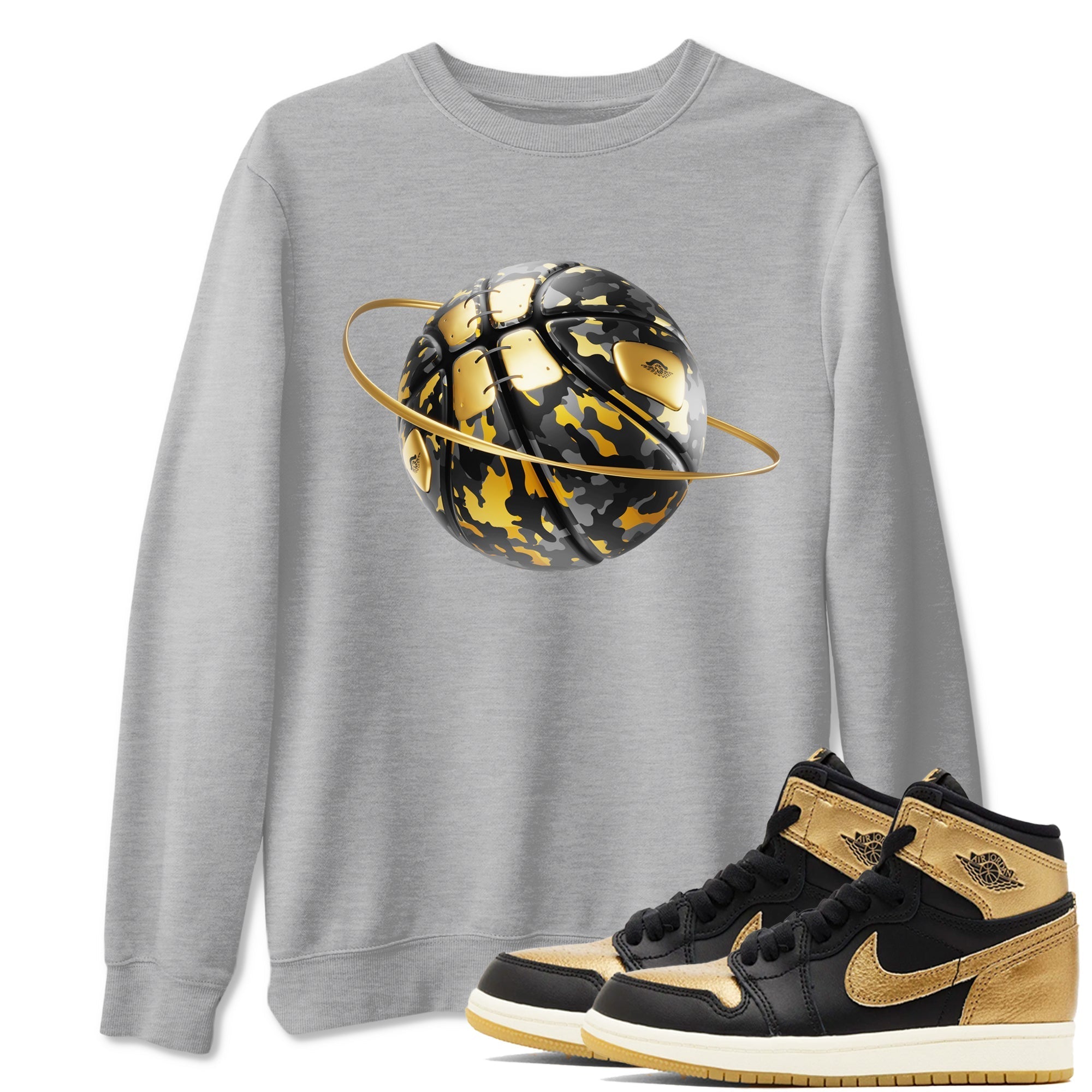 Camo Basketball Planet snkmatch Tees - Air Jordan 1 Black Metallic Gold
