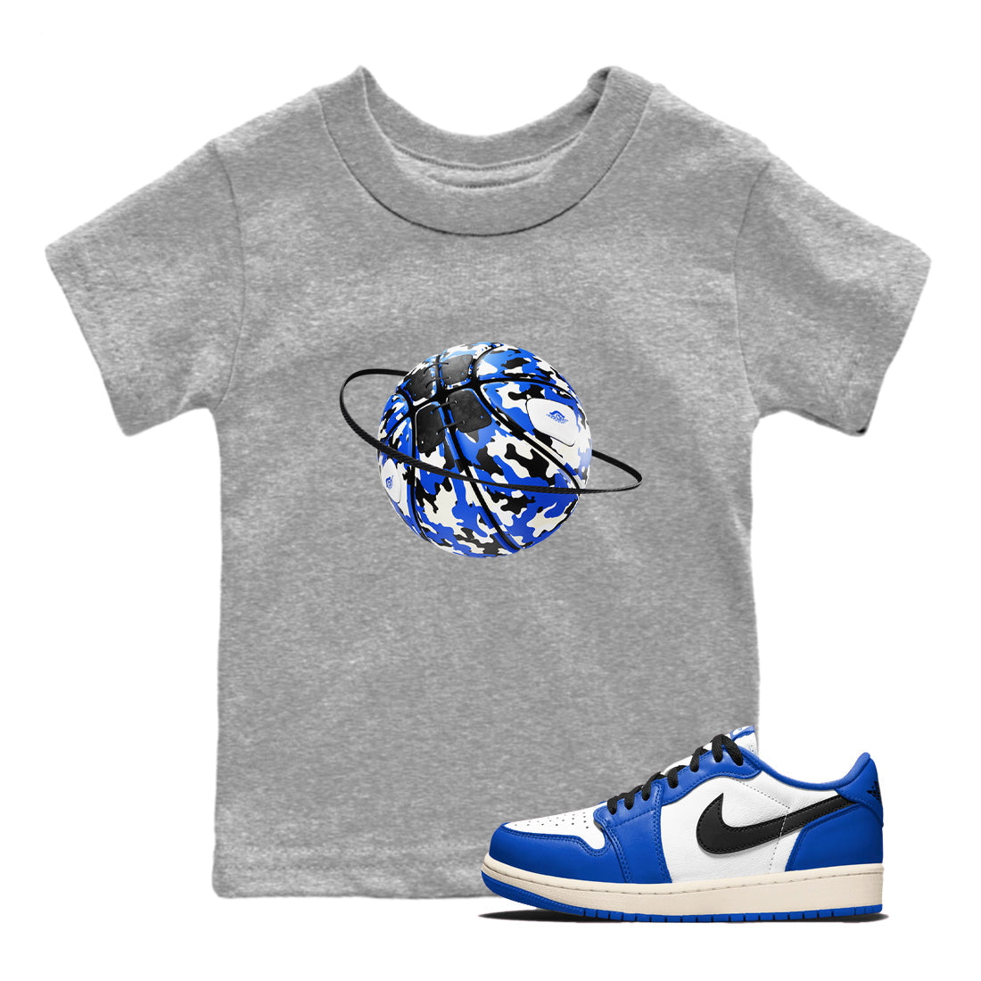 Camo Basketball Planet snkmatch Tees Kids - Air Jordan 1 Game Royal