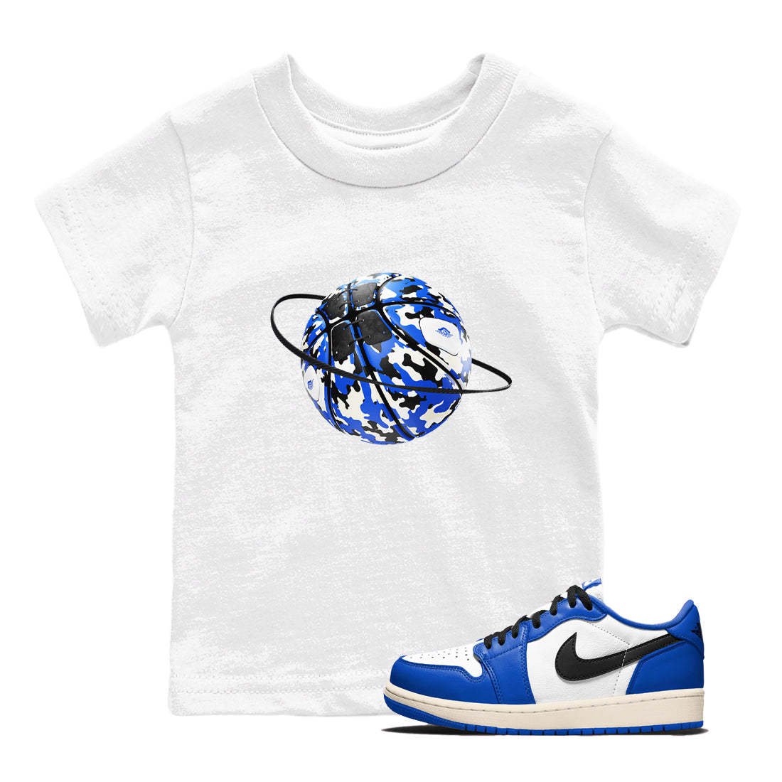 Camo Basketball Planet snkmatch Tees Kids - Air Jordan 1 Game Royal