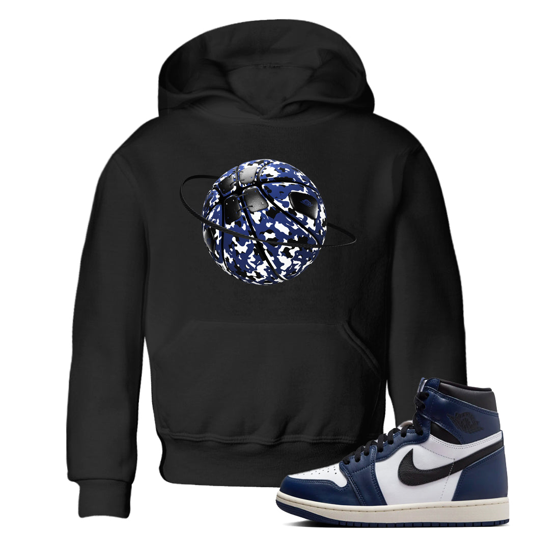 Camo Basketball Planet snkmatch Tees Kids - Air Jordan 1 Midnight Navy