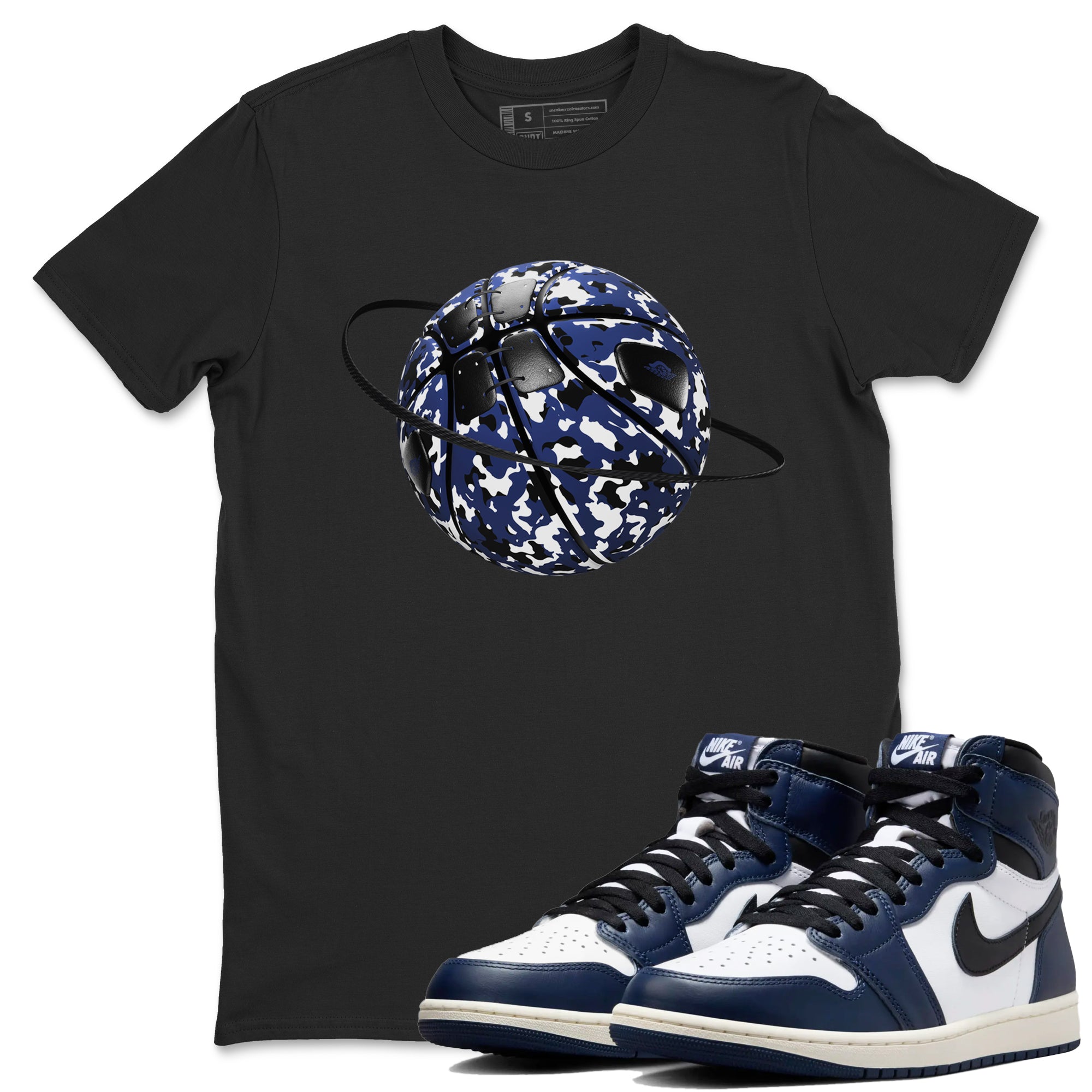 Camo Basketball Planet snkmatch Tees - Air Jordan 1 Midnight Navy