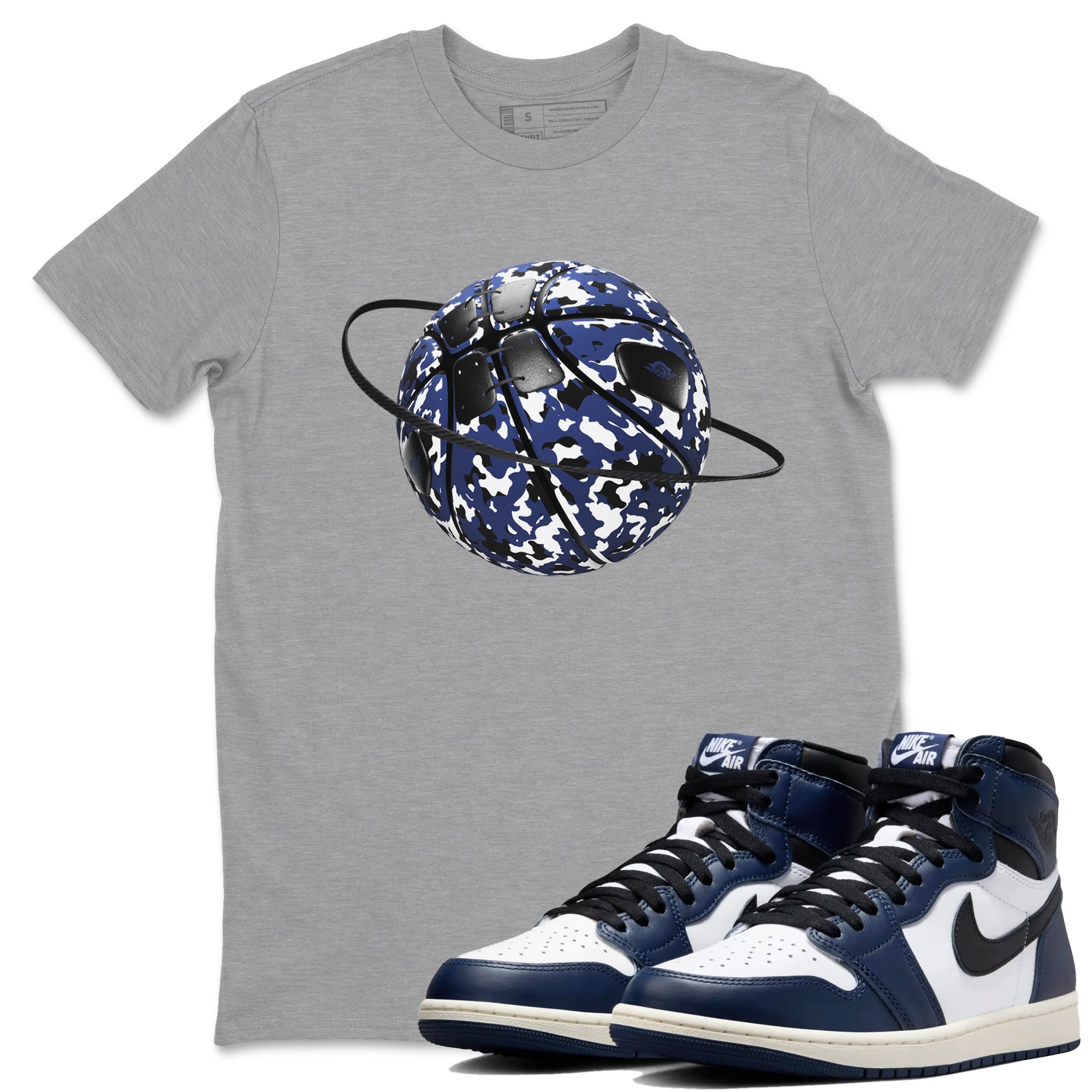Camo Basketball Planet snkmatch Tees - Air Jordan 1 Midnight Navy