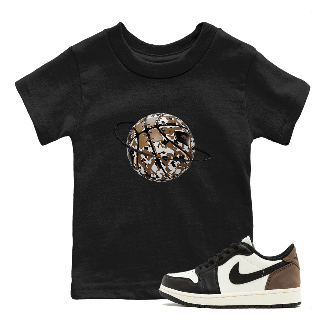 Camo Basketball Planet snkmatch Tees Kids - Air Jordan 1 Mocha