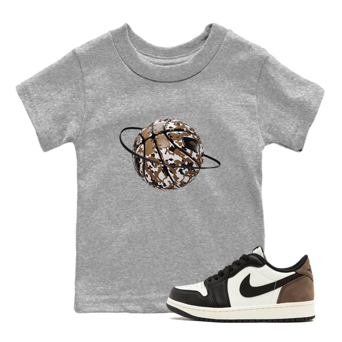 Camo Basketball Planet snkmatch Tees Kids - Air Jordan 1 Mocha