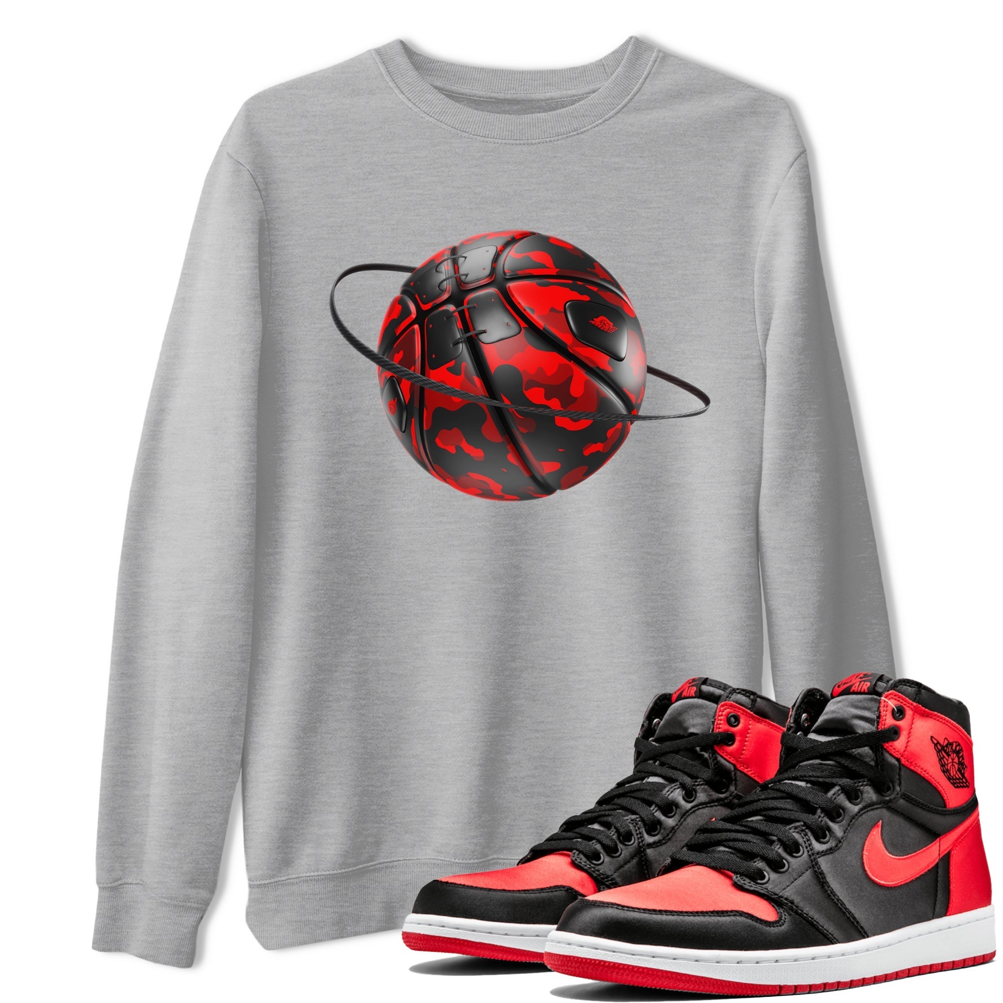 Camo Basketball Planet snkmatch Tee - Air Jordan 1 Satin Bred