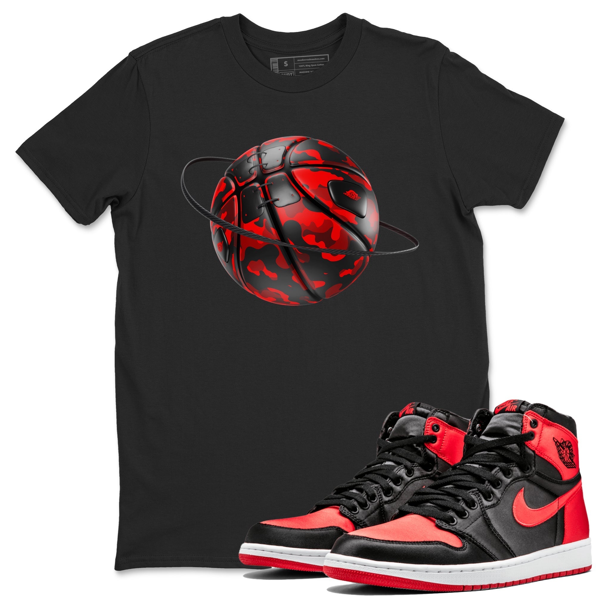 Camo Basketball Planet snkmatch Tee - Air Jordan 1 Satin Bred