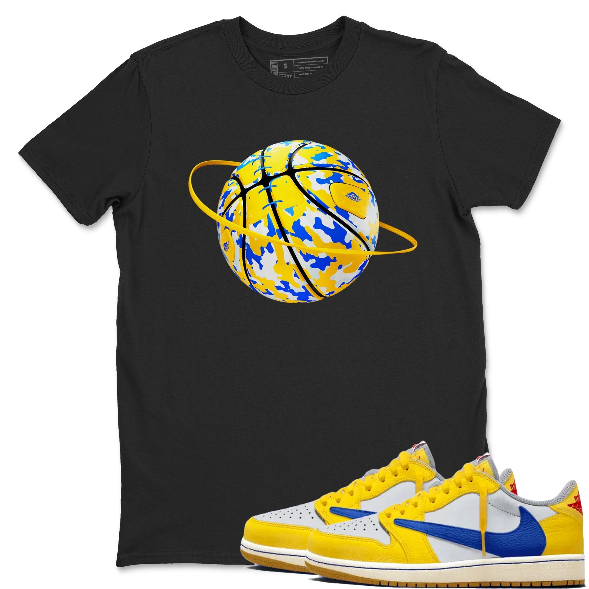 Camo Basketball Planet snkmatch Tees - Air Jordan 1 Travis Scott Canary