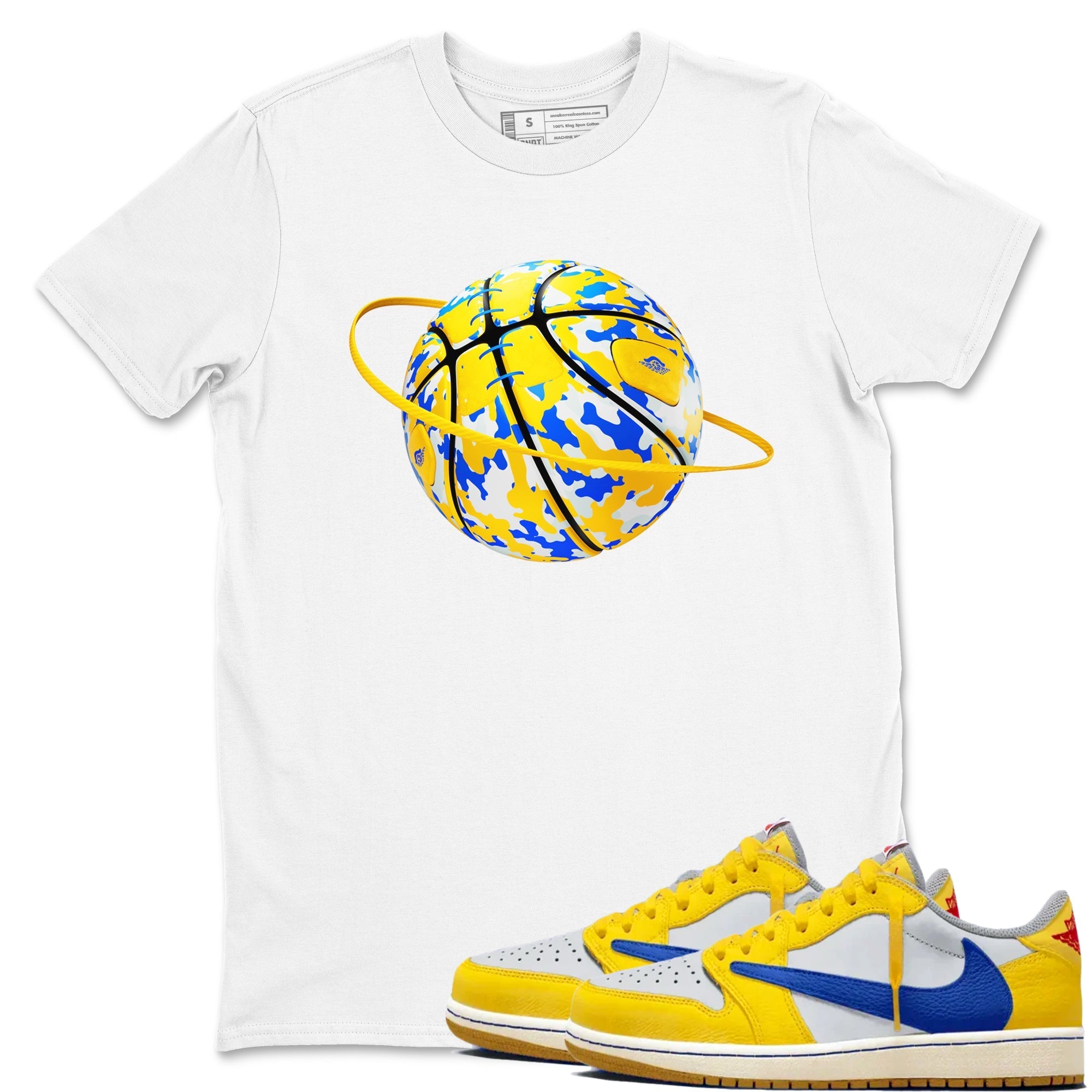 Camo Basketball Planet snkmatch Tees - Air Jordan 1 Travis Scott Canary