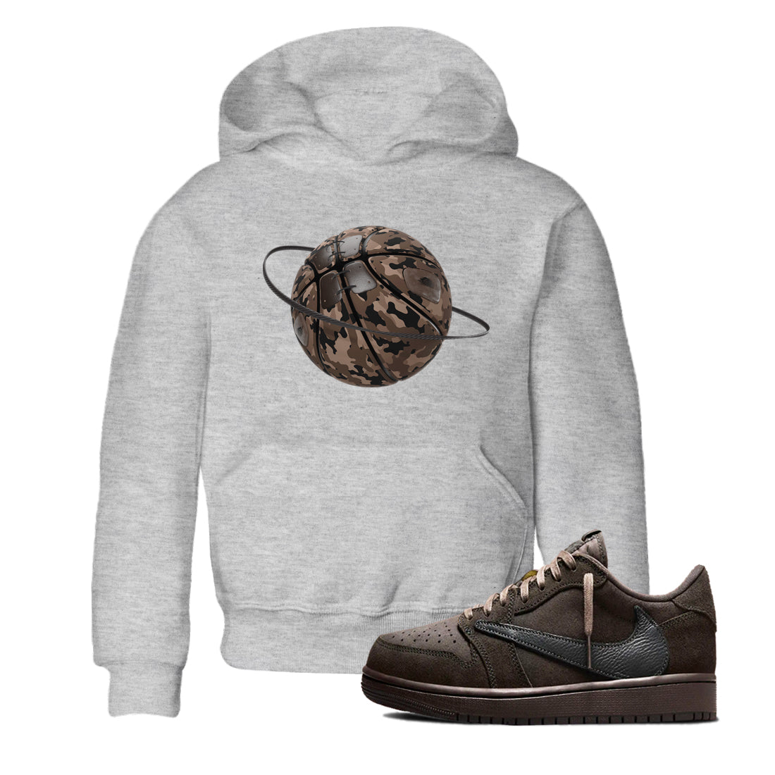 Camo Basketball Planet snkmatch Tees Kids - Air Jordan 1 Travis Scott Velvet Brown