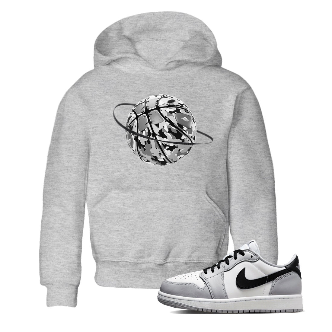 Camo Basketball Planet snkmatch Tees Kids - Air Jordan 1 Wolf Grey