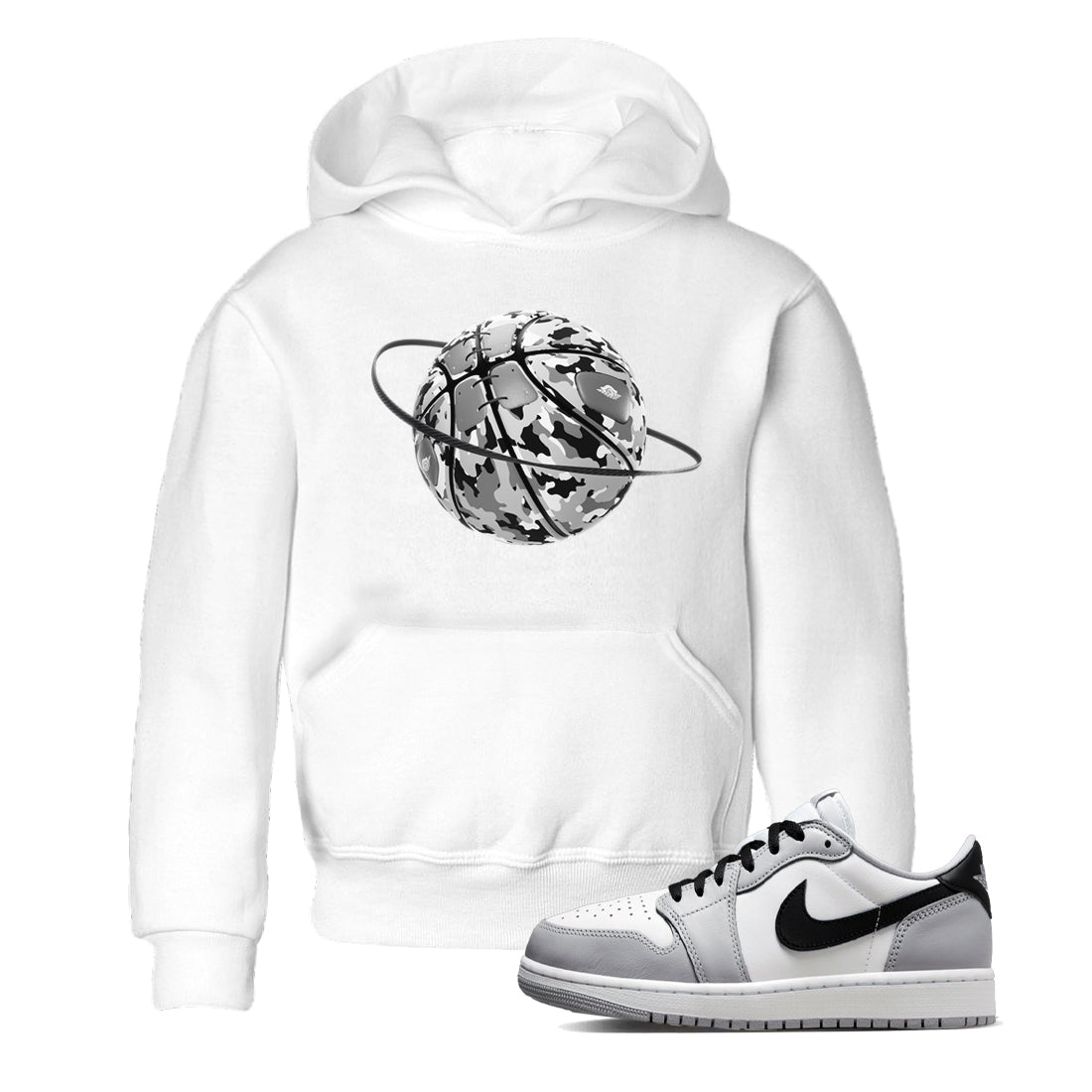 Camo Basketball Planet snkmatch Tees Kids - Air Jordan 1 Wolf Grey