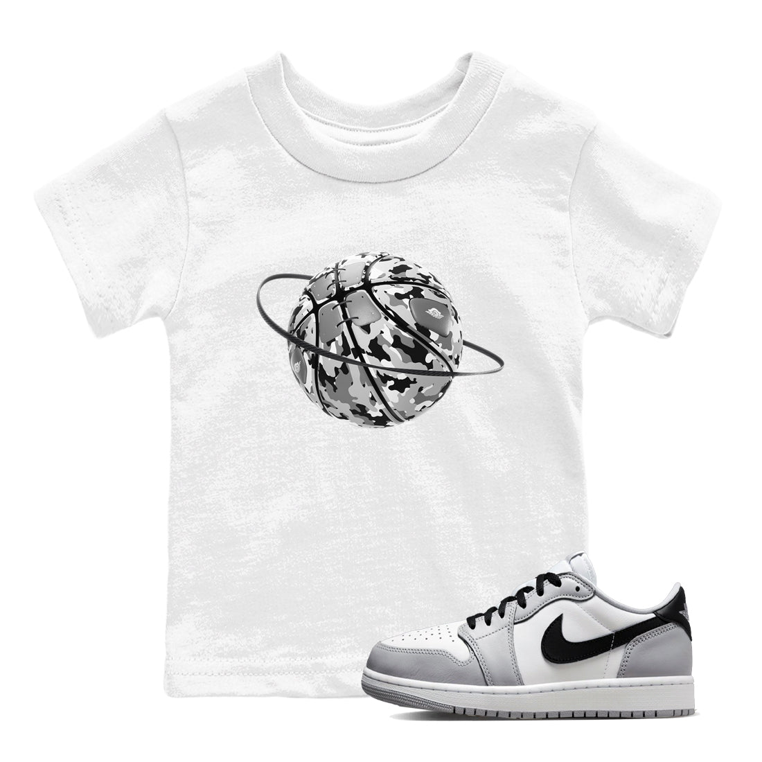Camo Basketball Planet snkmatch Tees Kids - Air Jordan 1 Wolf Grey