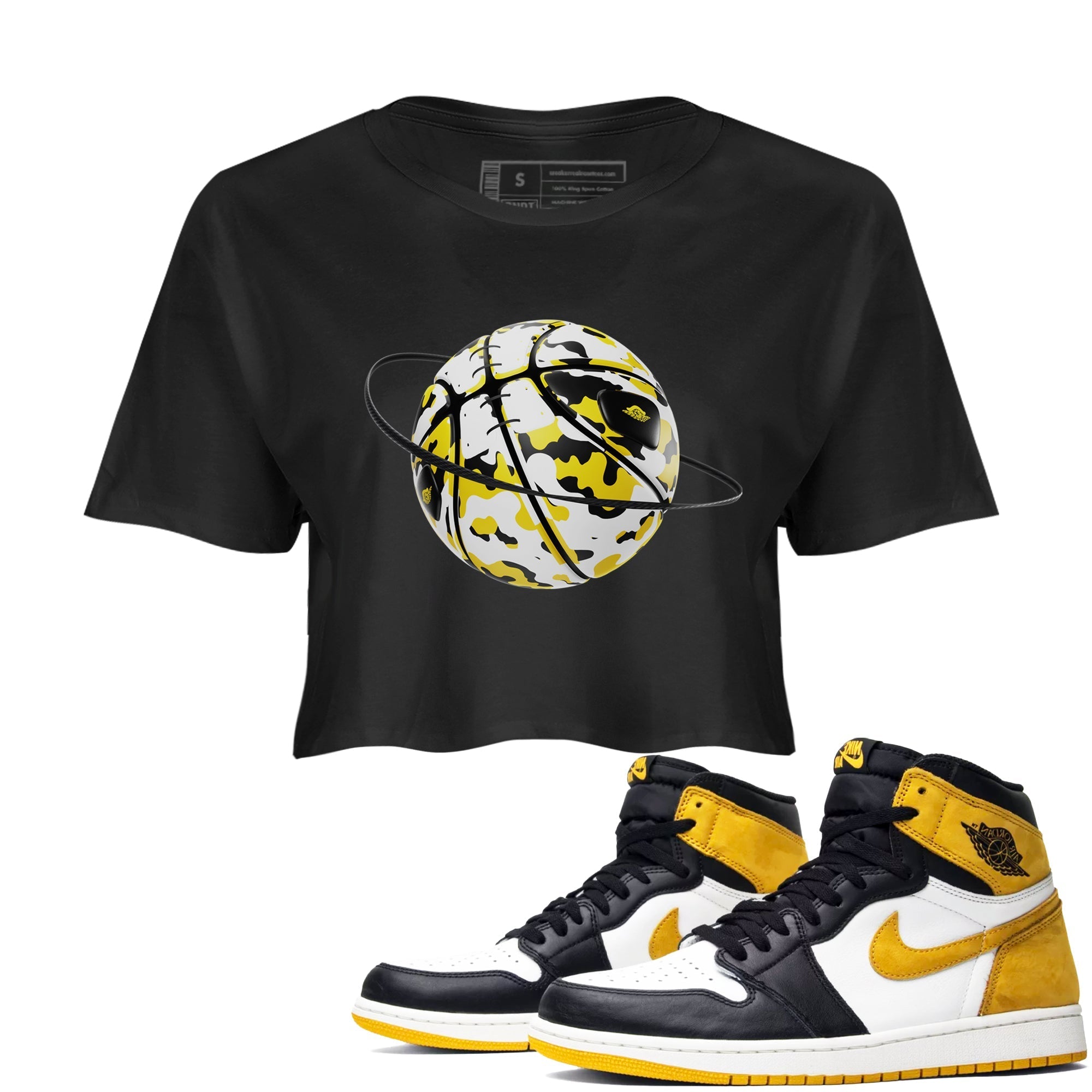 Camo Basketball Planet snkmatch Women's Top - Air Jordan 1 Yellow Ochre