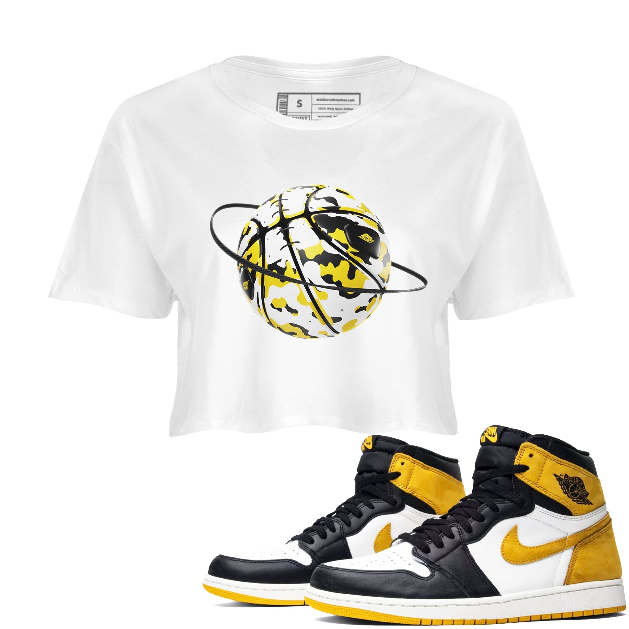 Camo Basketball Planet snkmatch Women's Top - Air Jordan 1 Yellow Ochre