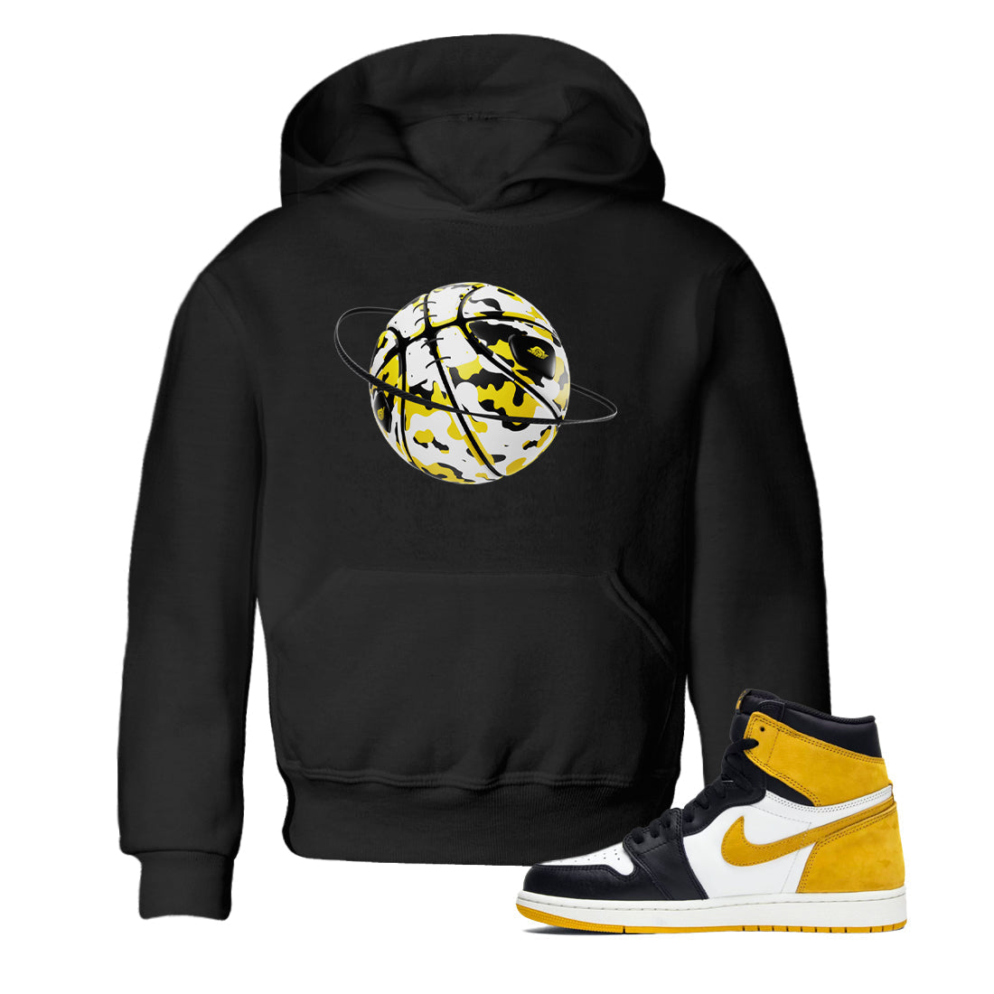 Camo Basketball Planet snkmatch Tees Kids - Air Jordan 1 Yellow Ochre