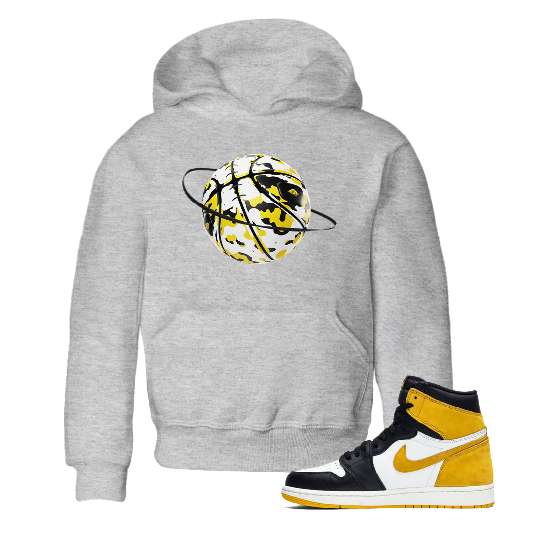 Camo Basketball Planet snkmatch Tees Kids - Air Jordan 1 Yellow Ochre