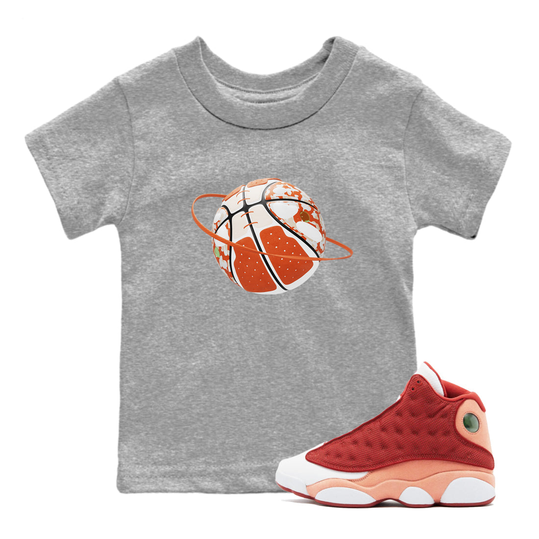 Camo Basketball Planet snkmatch Tees Kids - Air Jordan 13 Dune Red