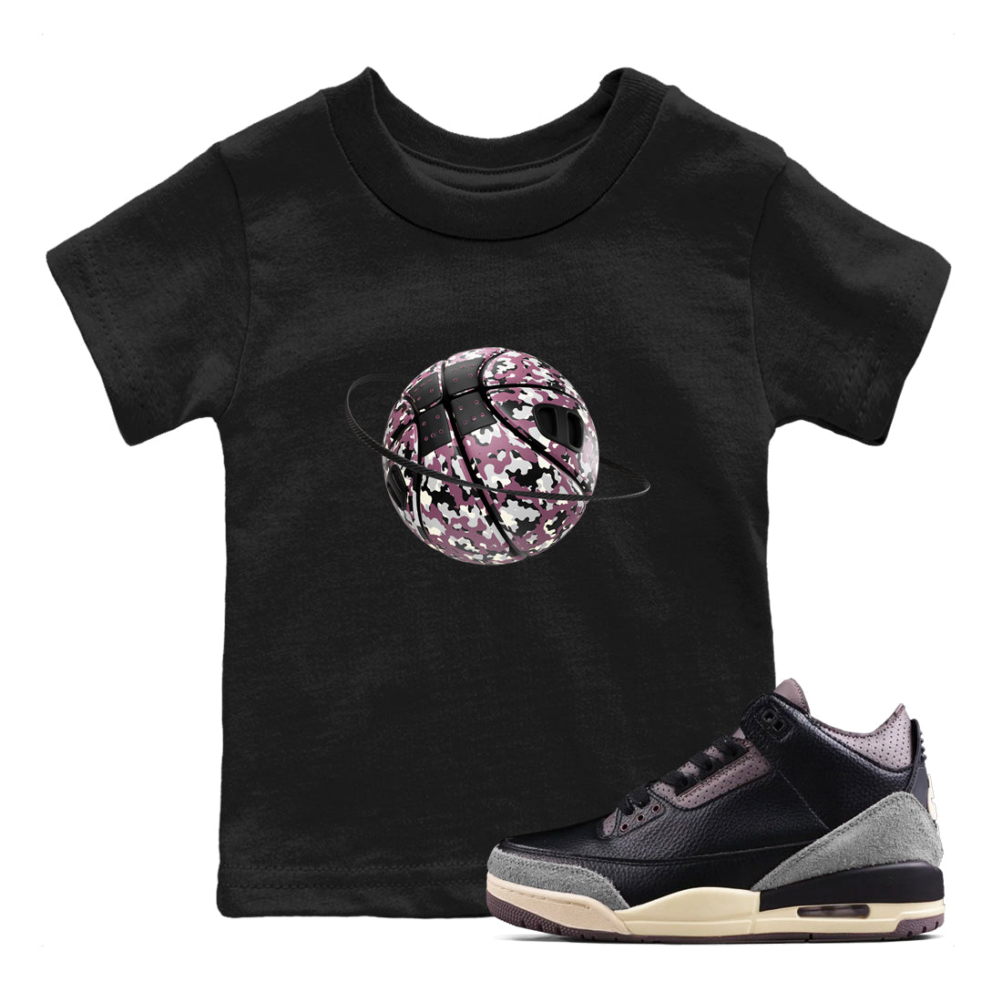 Camo Basketball Planet snkmatch Tees Kids - Air Jordan 3 A Ma Maniere x Black