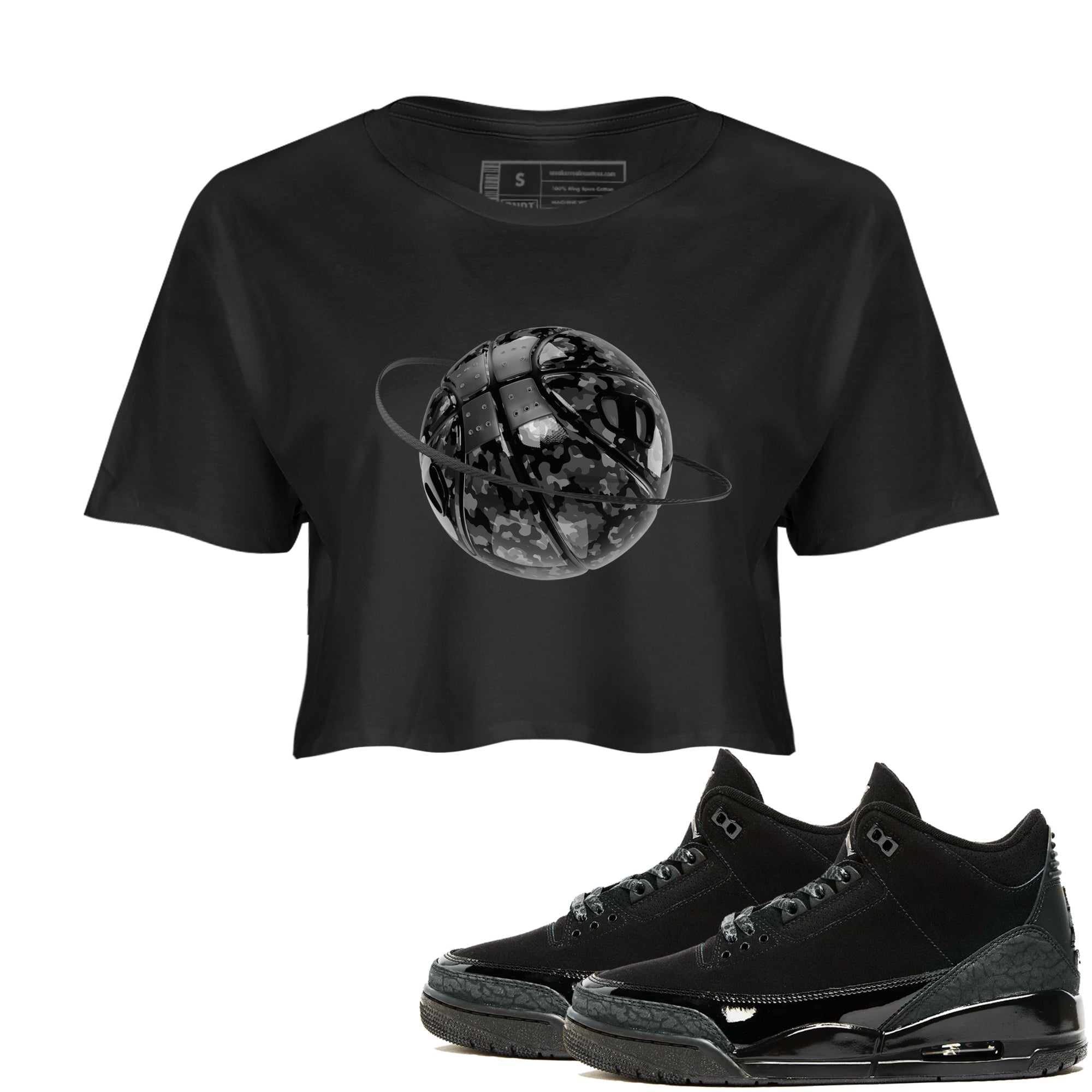 Camo Basketball Planet snkmatch Women's Top - Air Jordan 3 Black Cat