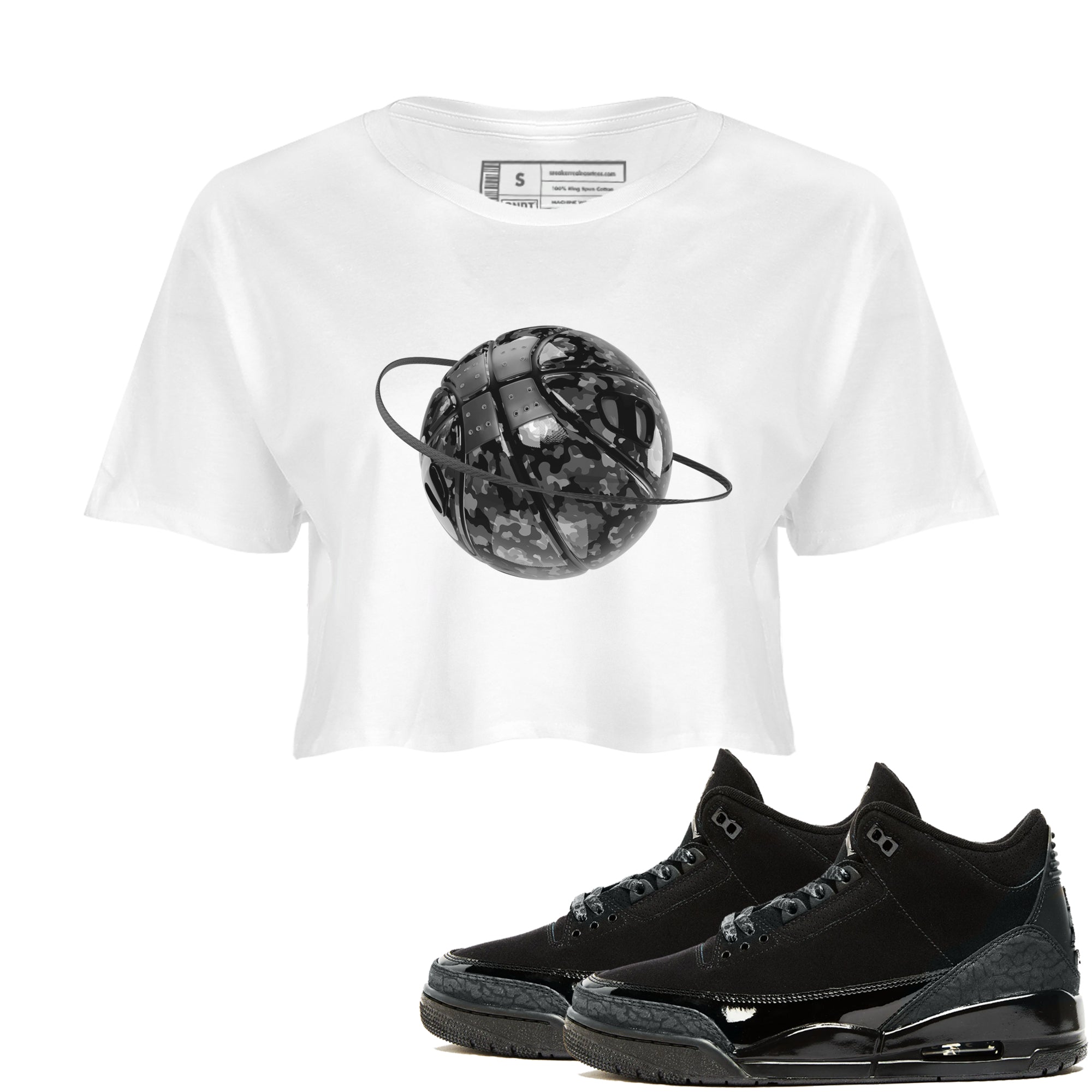Camo Basketball Planet snkmatch Women's Top - Air Jordan 3 Black Cat