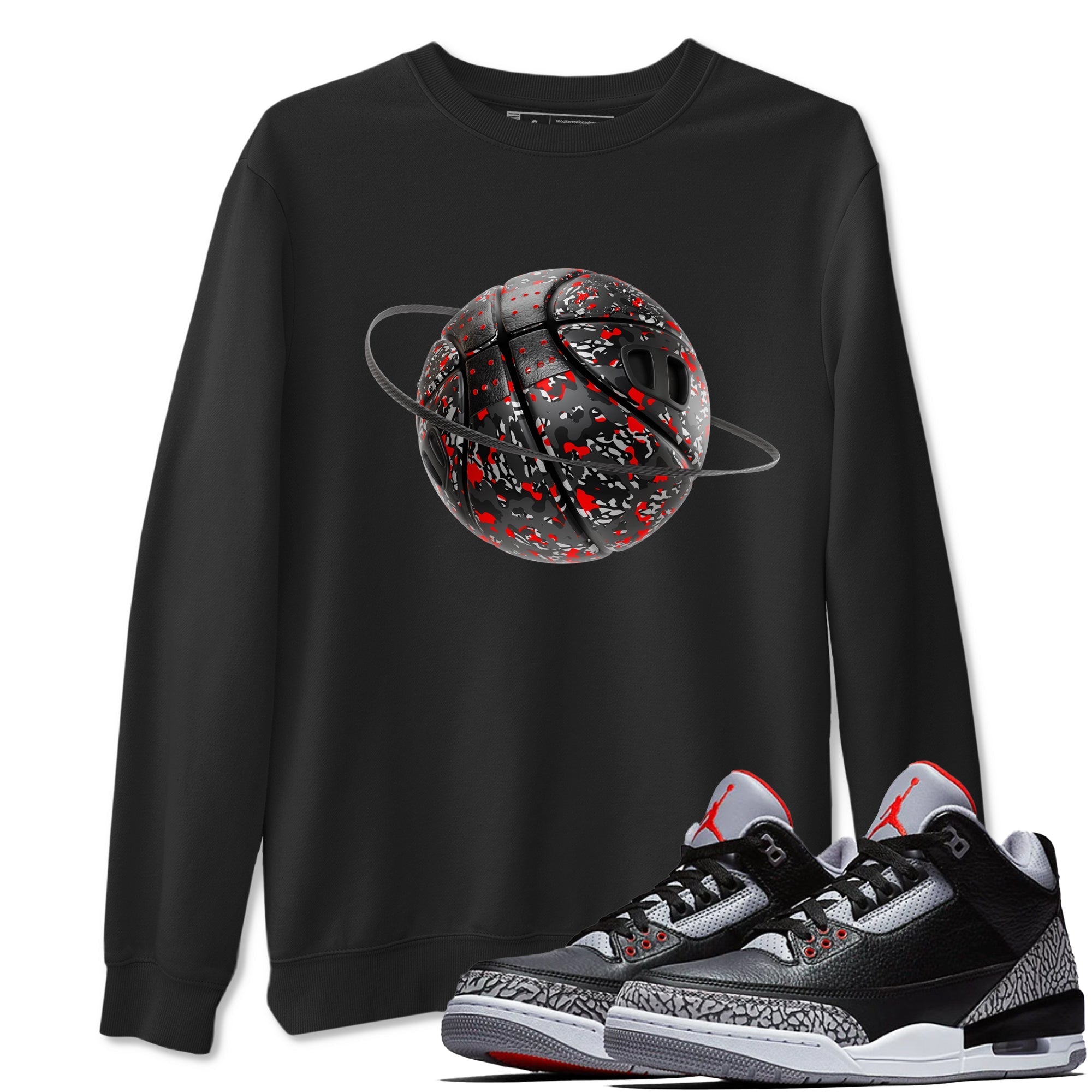 Camo Basketball Planet snkmatch Tees - Air Jordan 3 Black Cement